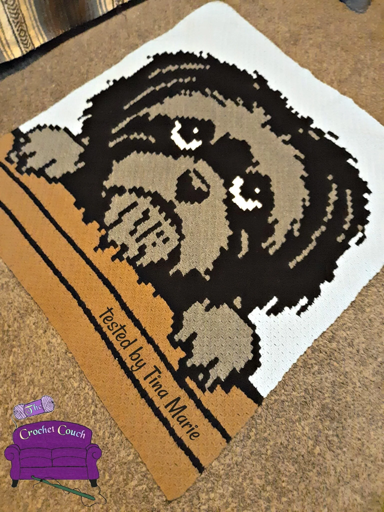 Shih Tzu, Black and White Afghan, C2C Crochet Pattern
