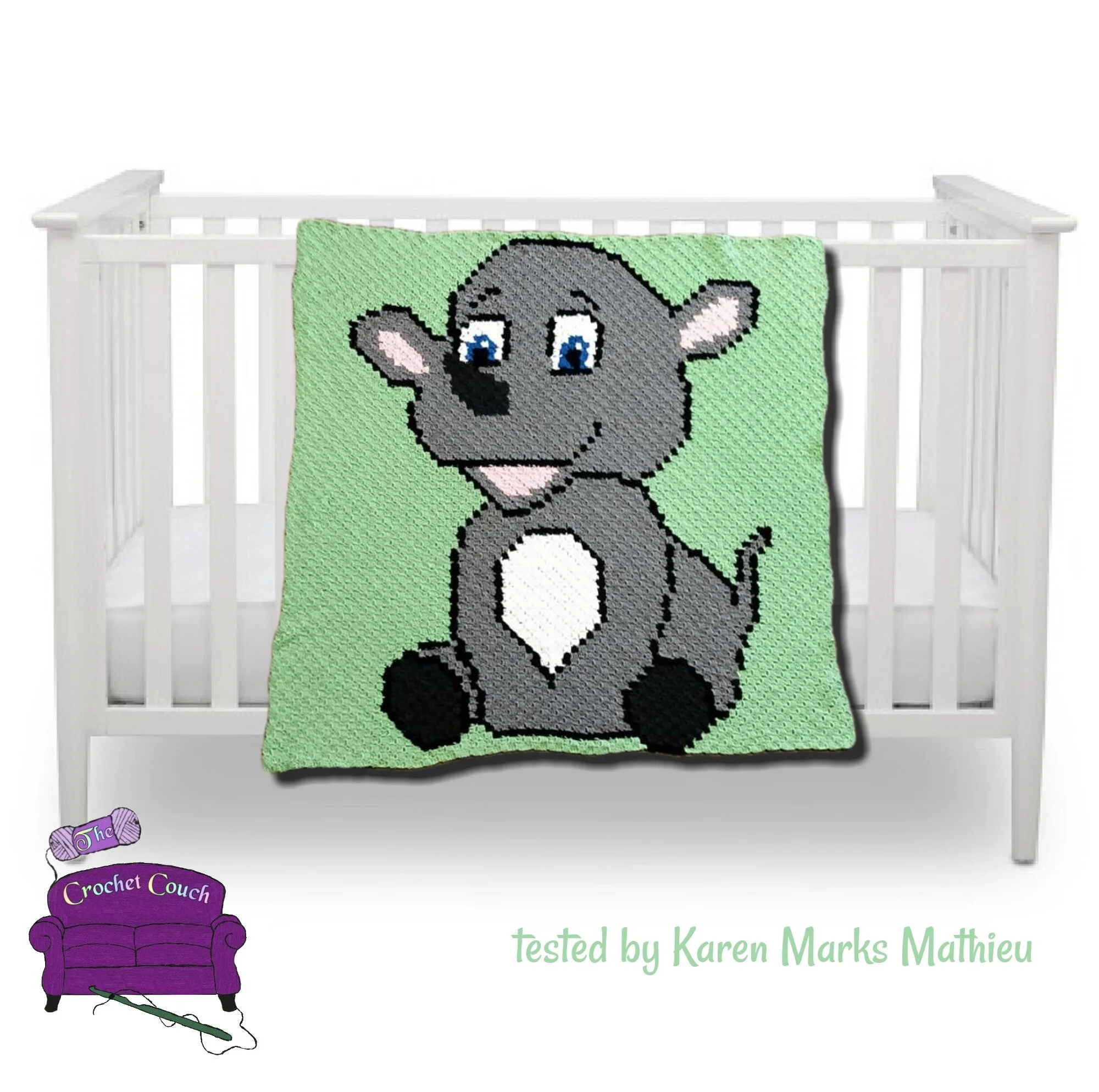 Rhino Kids Afghan, C2C Crochet Pattern