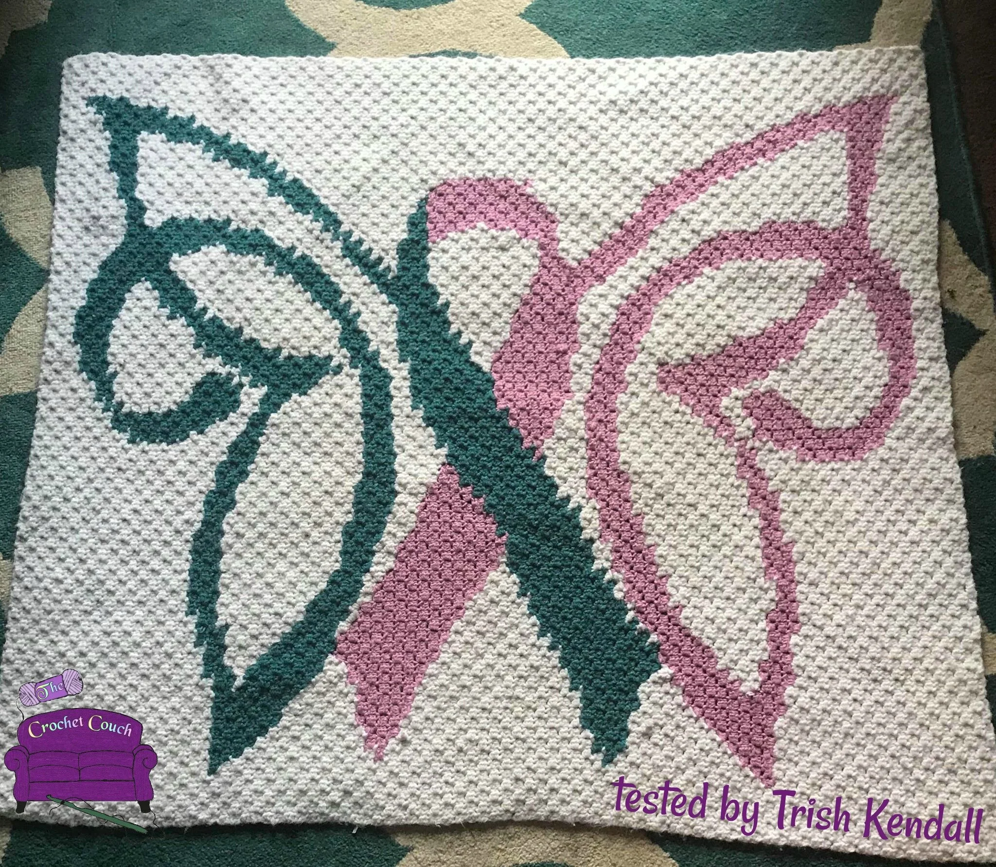 Butterfly Ribbon Afghan, C2C Crochet Pattern