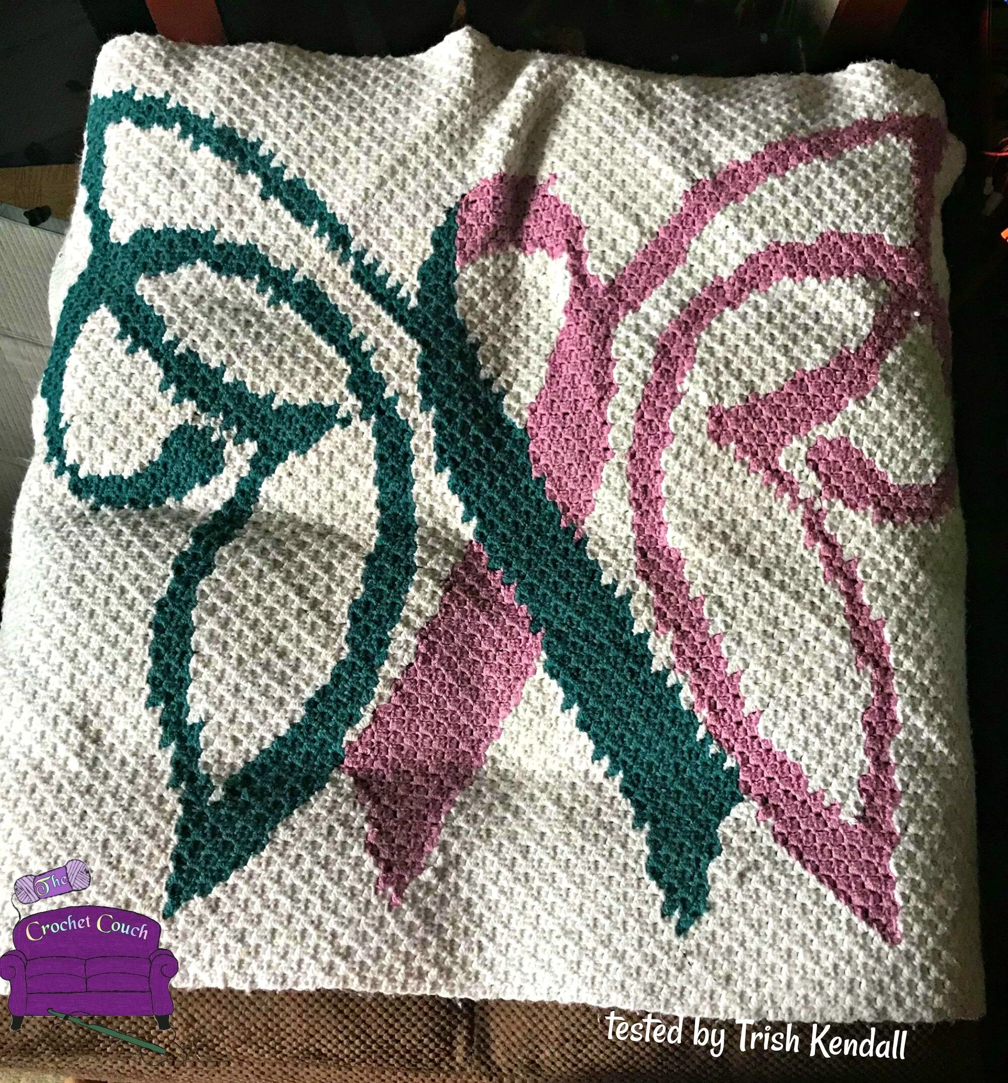 Butterfly Ribbon Afghan, C2C Crochet Pattern
