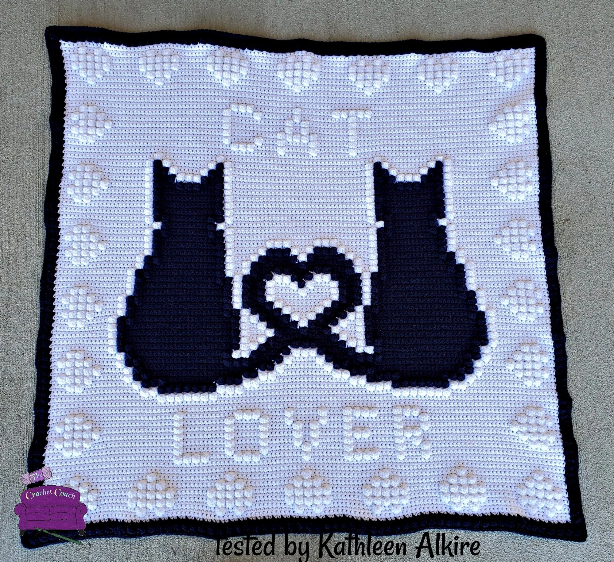 Cat Lover Afghan, Bobble Stitch Crochet Pattern