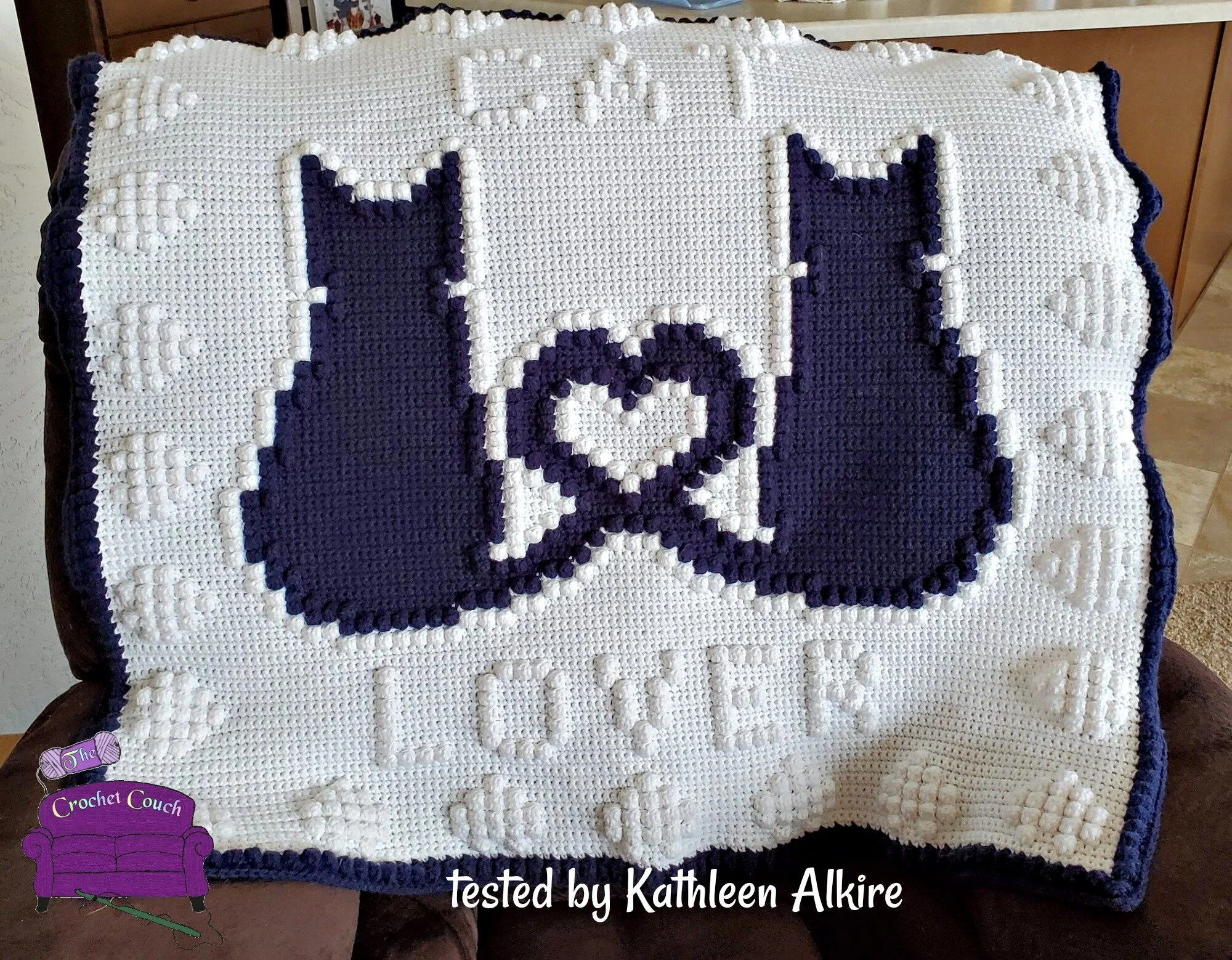 Cat Lover Afghan, Bobble Stitch Crochet Pattern
