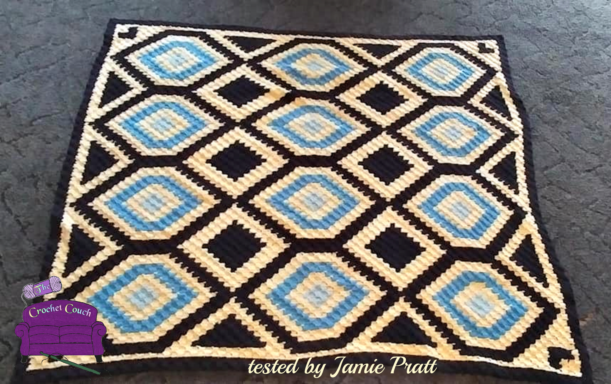 Radiant Diamond Quilt Afghan, C2C Crochet Pattern