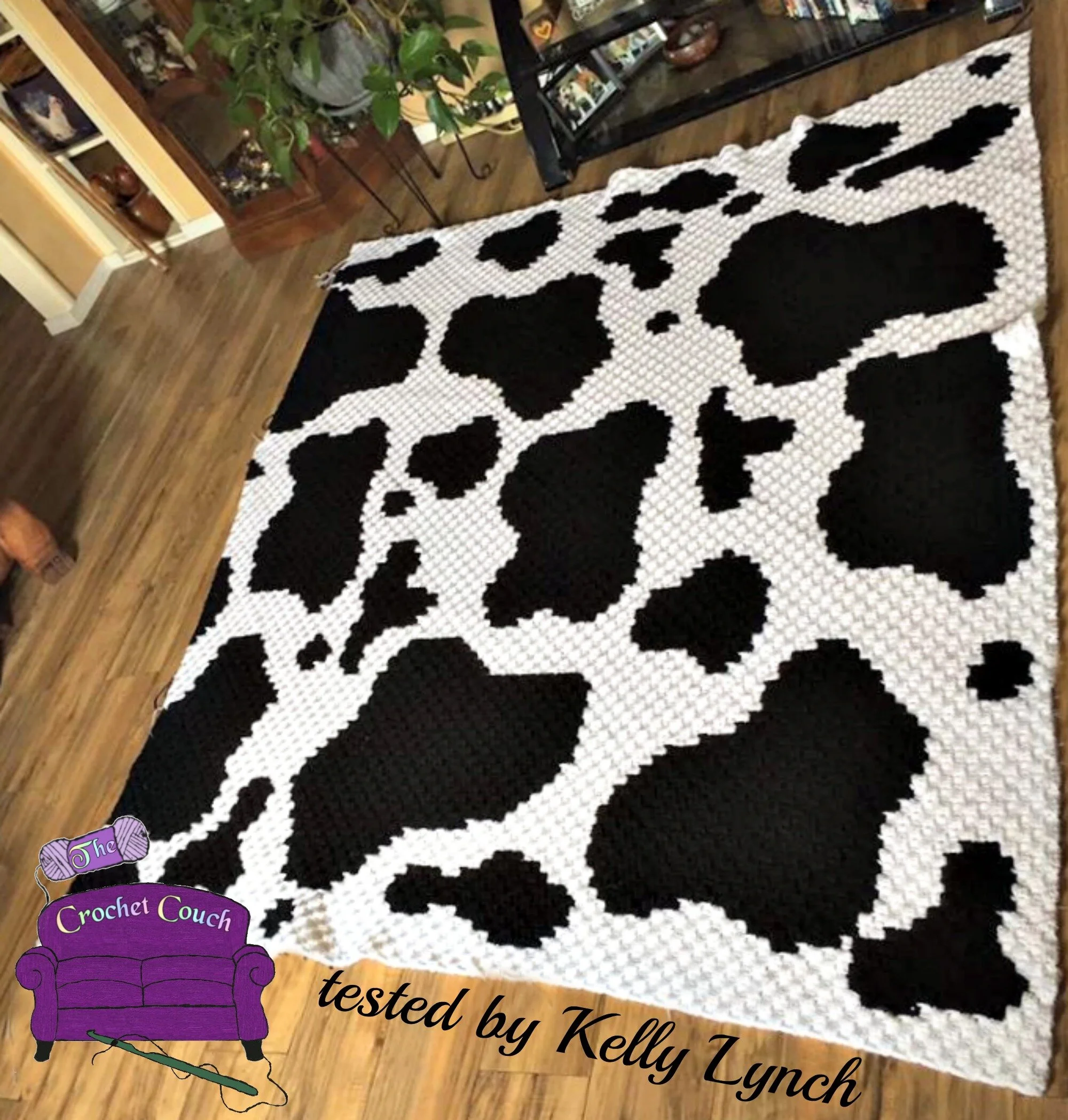 Cow Print Afghan, Larger Size, C2C Crochet Pattern