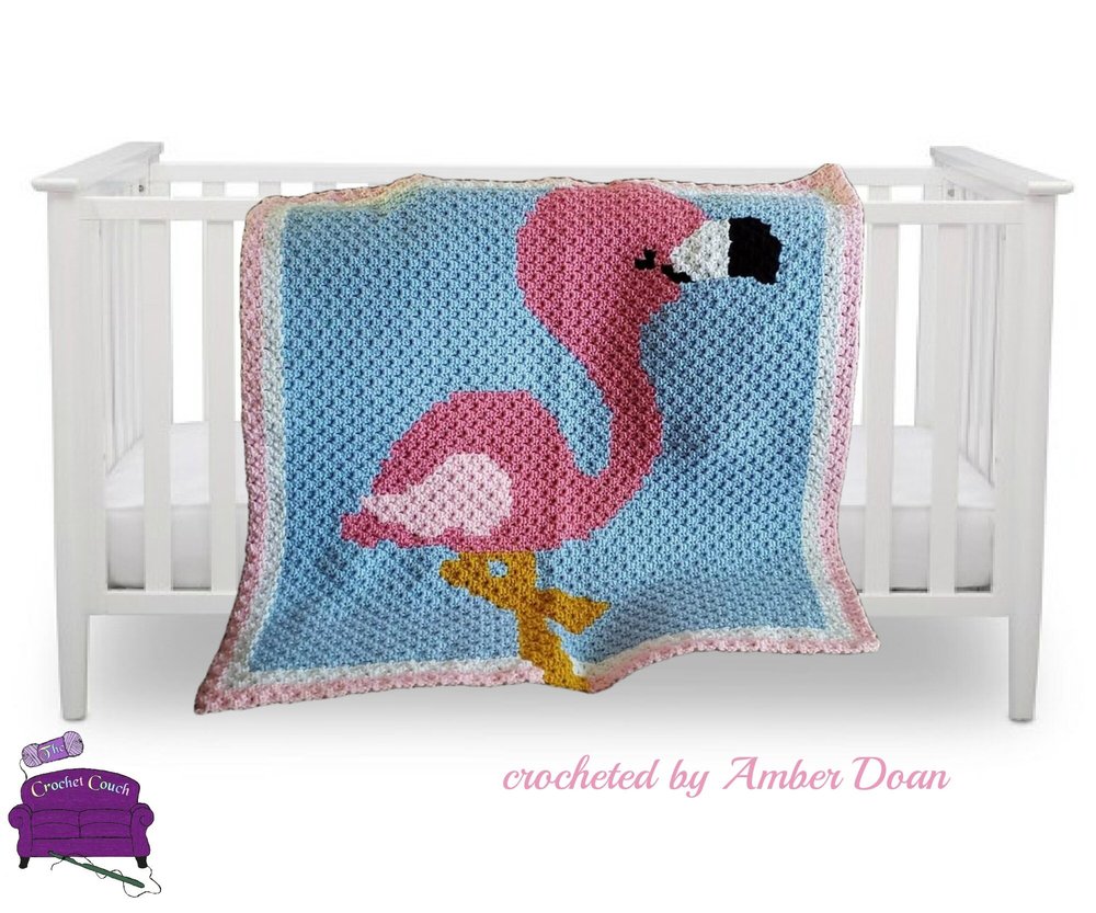 Flamingo Baby Afghan, C2C Crochet Pattern