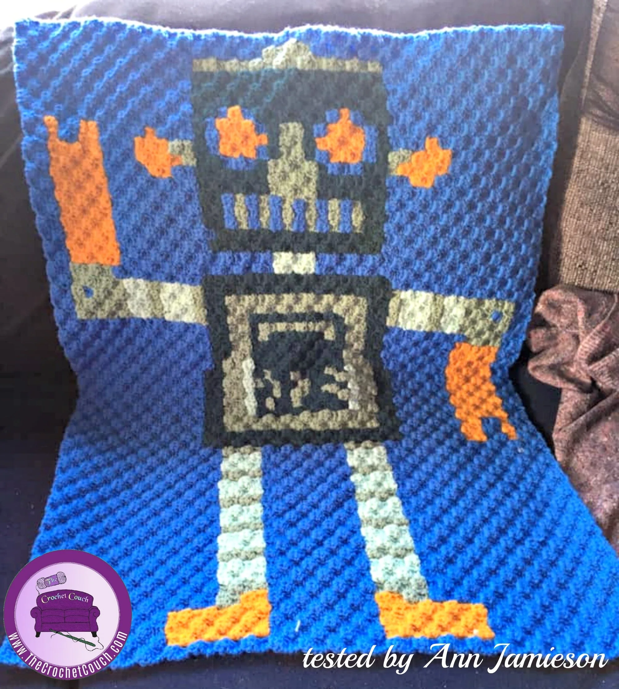 Robot Baby Afghan, C2C Crochet Pattern