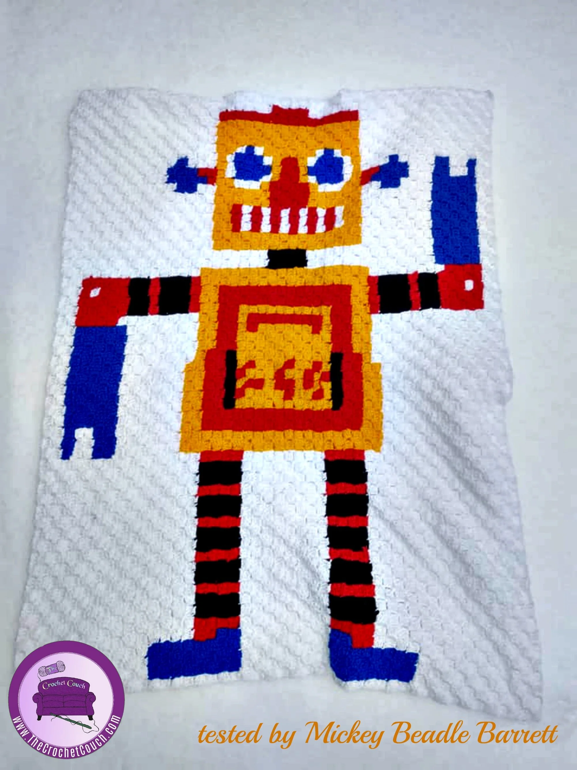 Robot Baby Afghan, C2C Crochet Pattern