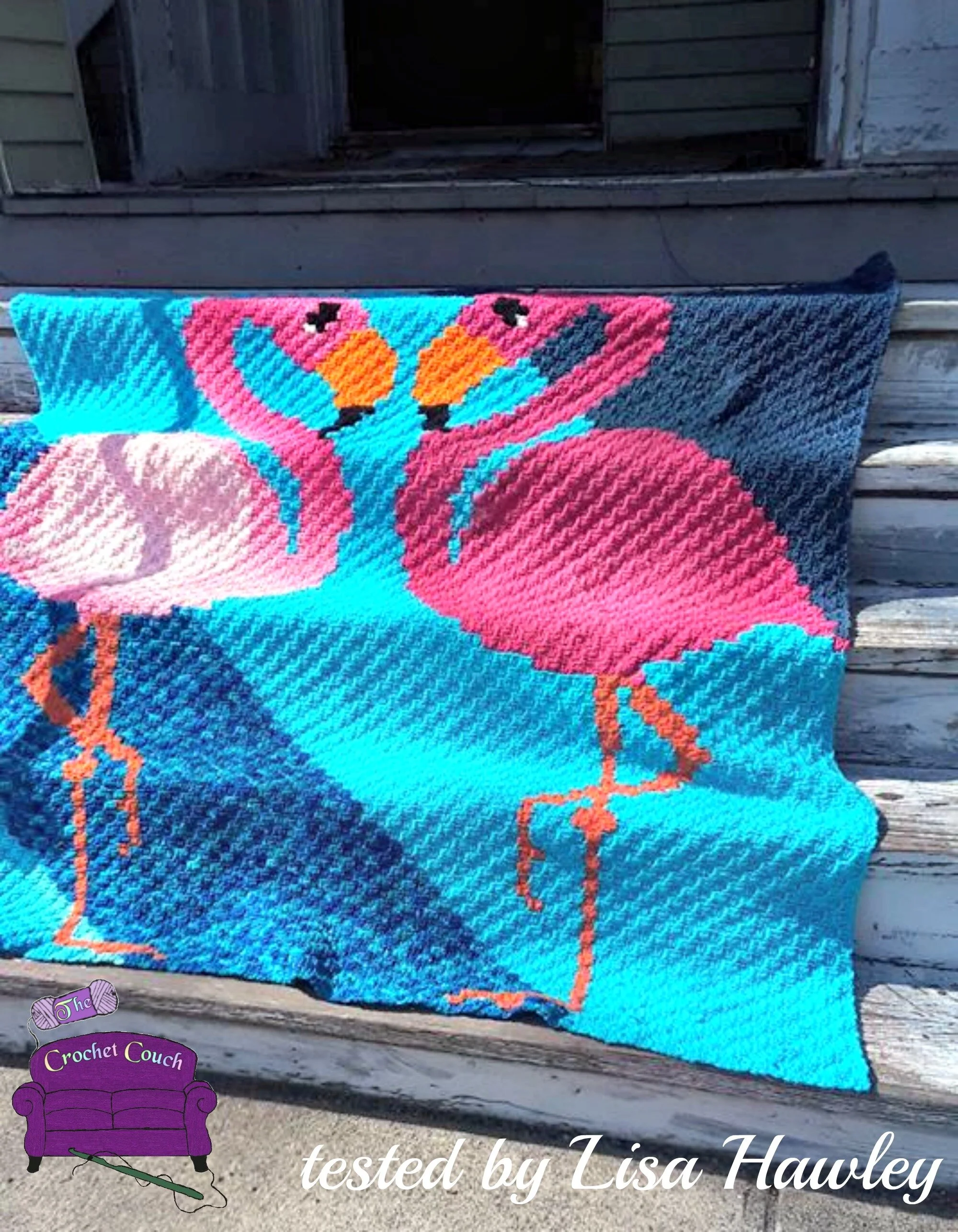 Flamingo Friends Afghan, C2C Crochet Pattern