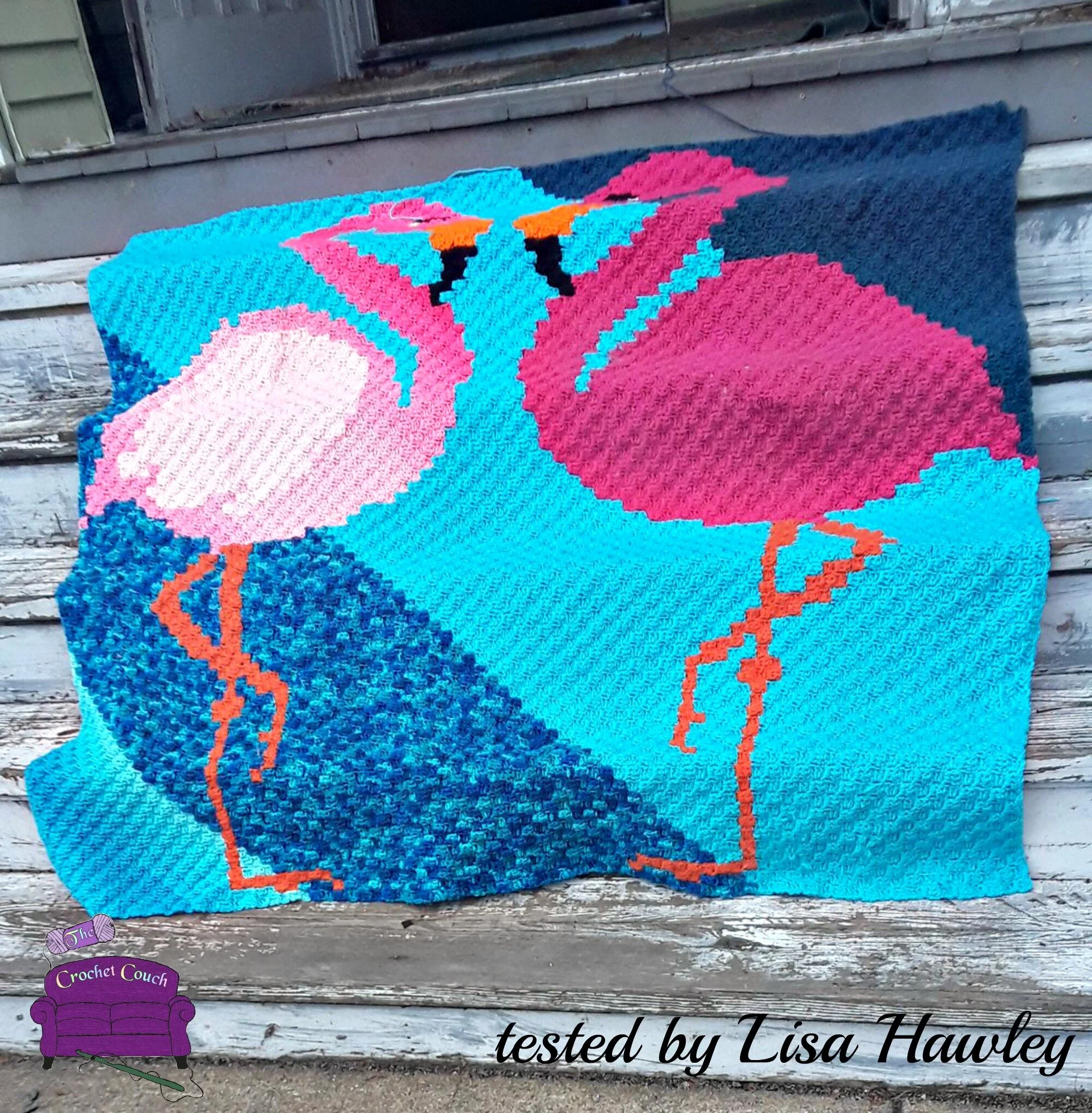 Flamingo Friends Afghan, C2C Crochet Pattern