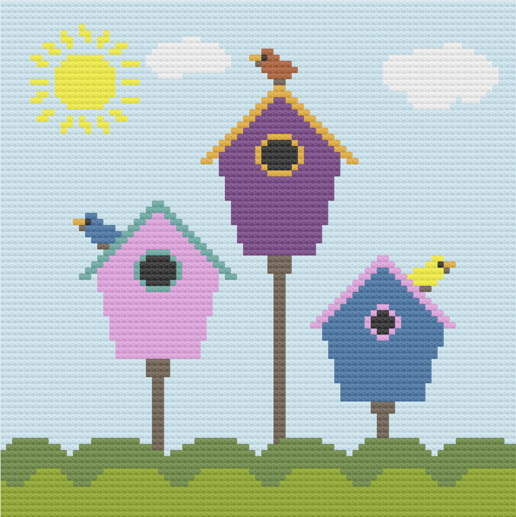 Birds at Home Afghan, C2C Crochet Pattern