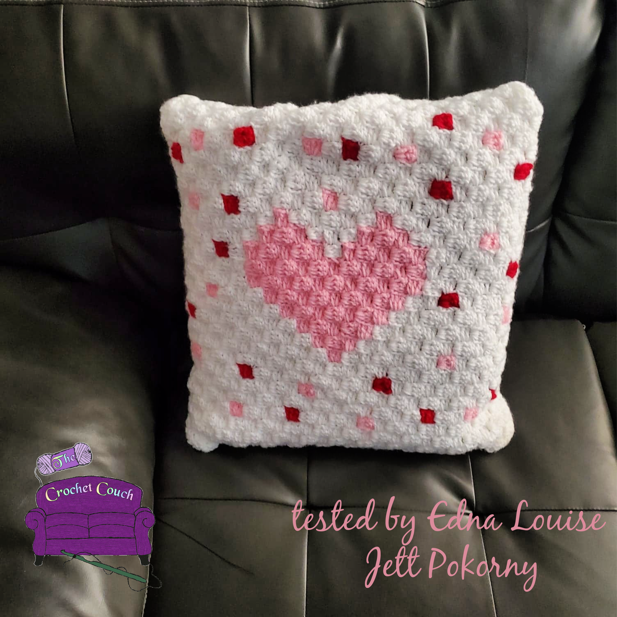 Polka Heart Pillow, C2C Crochet Pattern