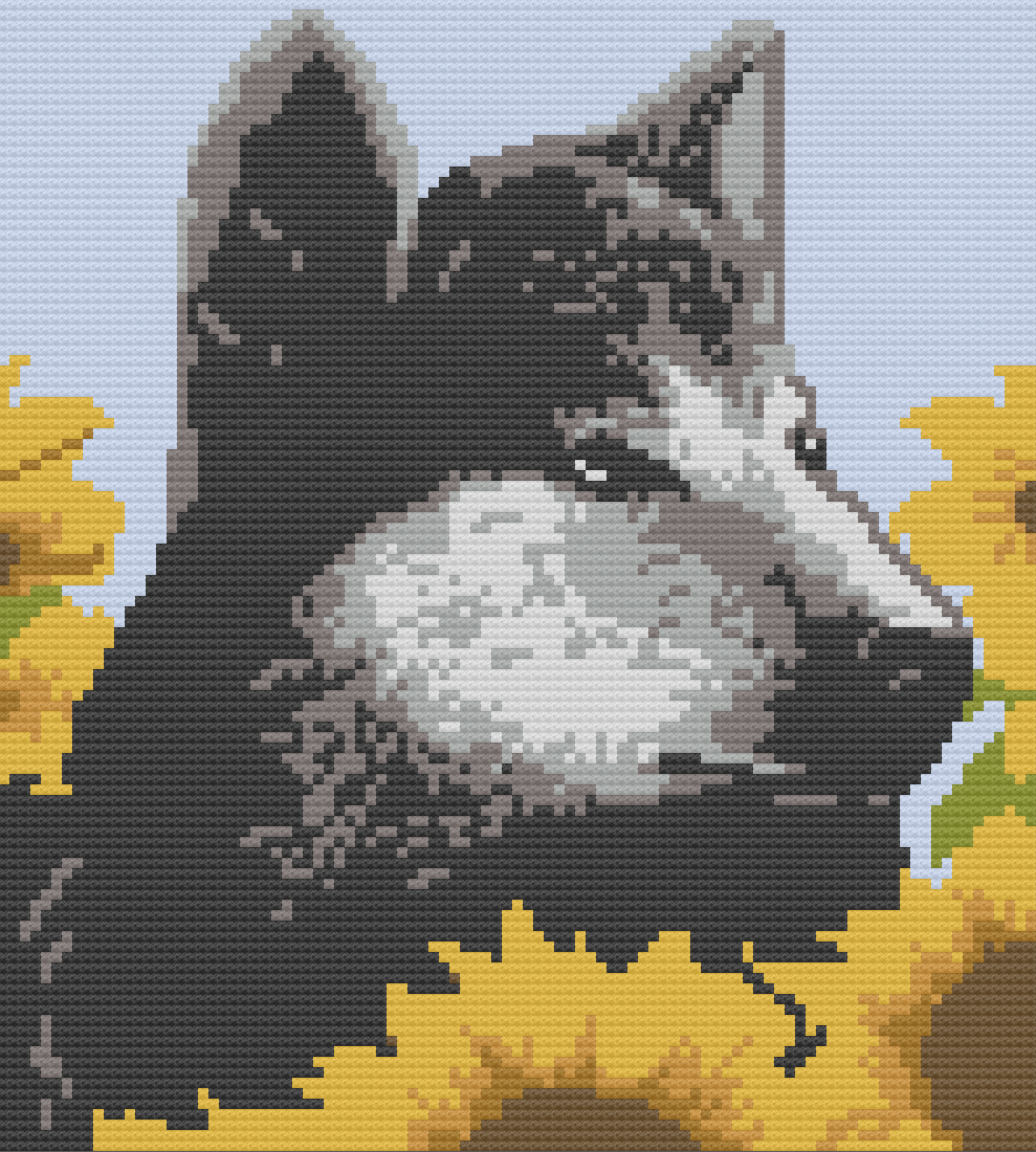 Wolf and Sunflowers Afghan, C2C Crochet Pattern