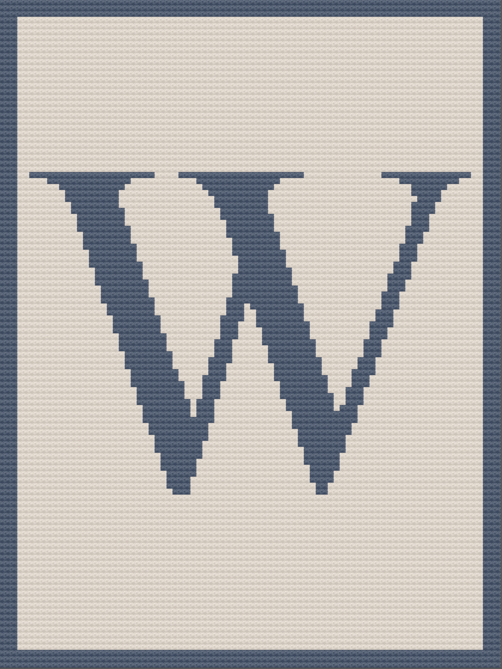 Letter W Twin Afghan, C2C Crochet Pattern, Written Row by Row, Color Counts, Instant Download, C2C Graph, C2C Pattern, C2C Crochet, Graphgan, Corner to Corner, Crochet Pattern