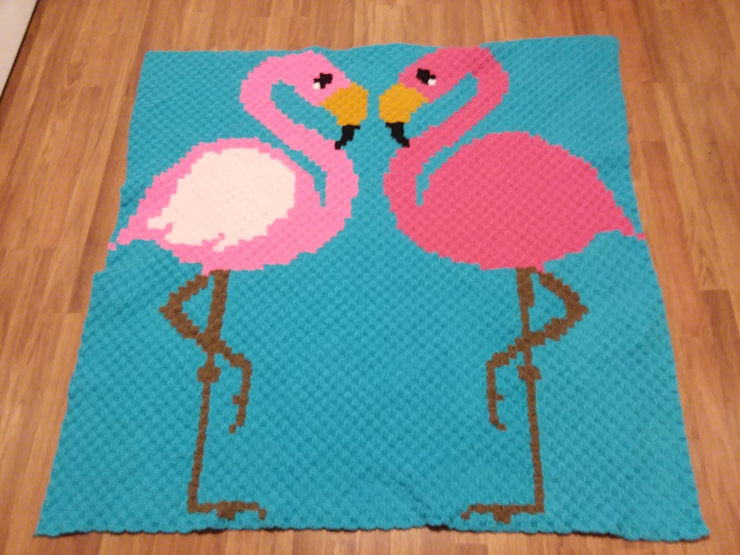 Flamingo Friends Afghan, C2C Crochet Pattern