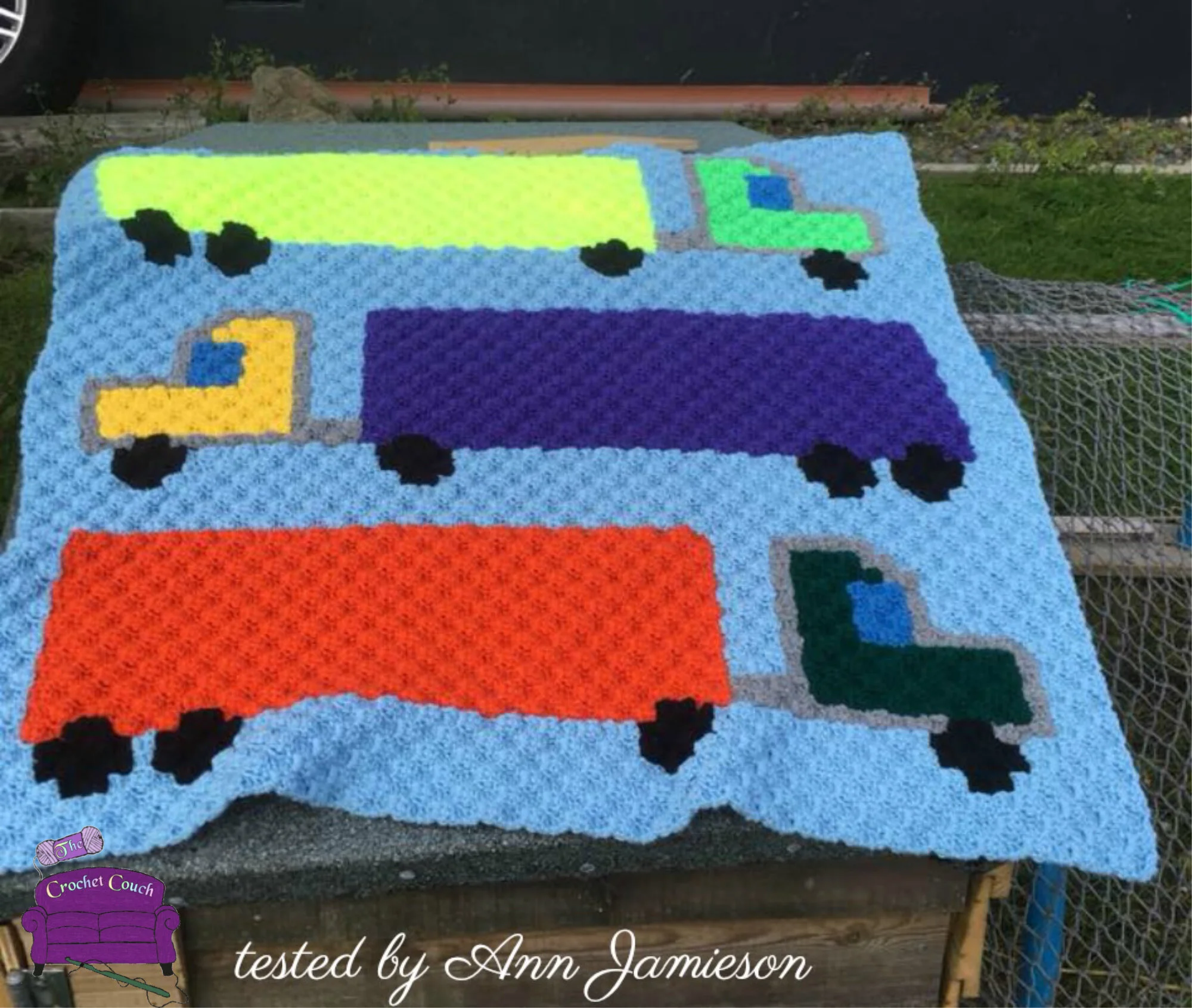 Semi Truck Kids Afghan, C2C Crochet Pattern