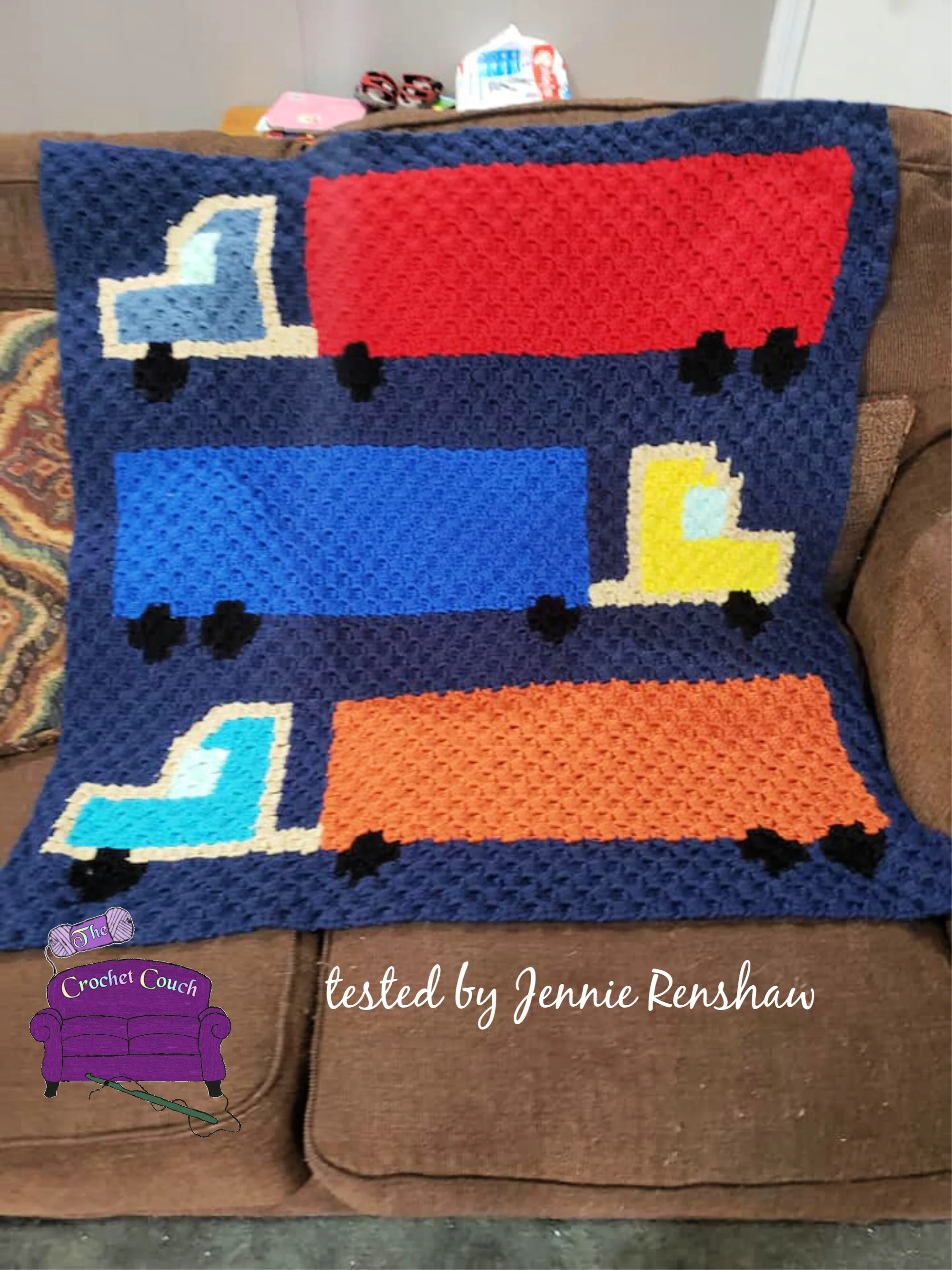 Semi Truck Kids Afghan, C2C Crochet Pattern