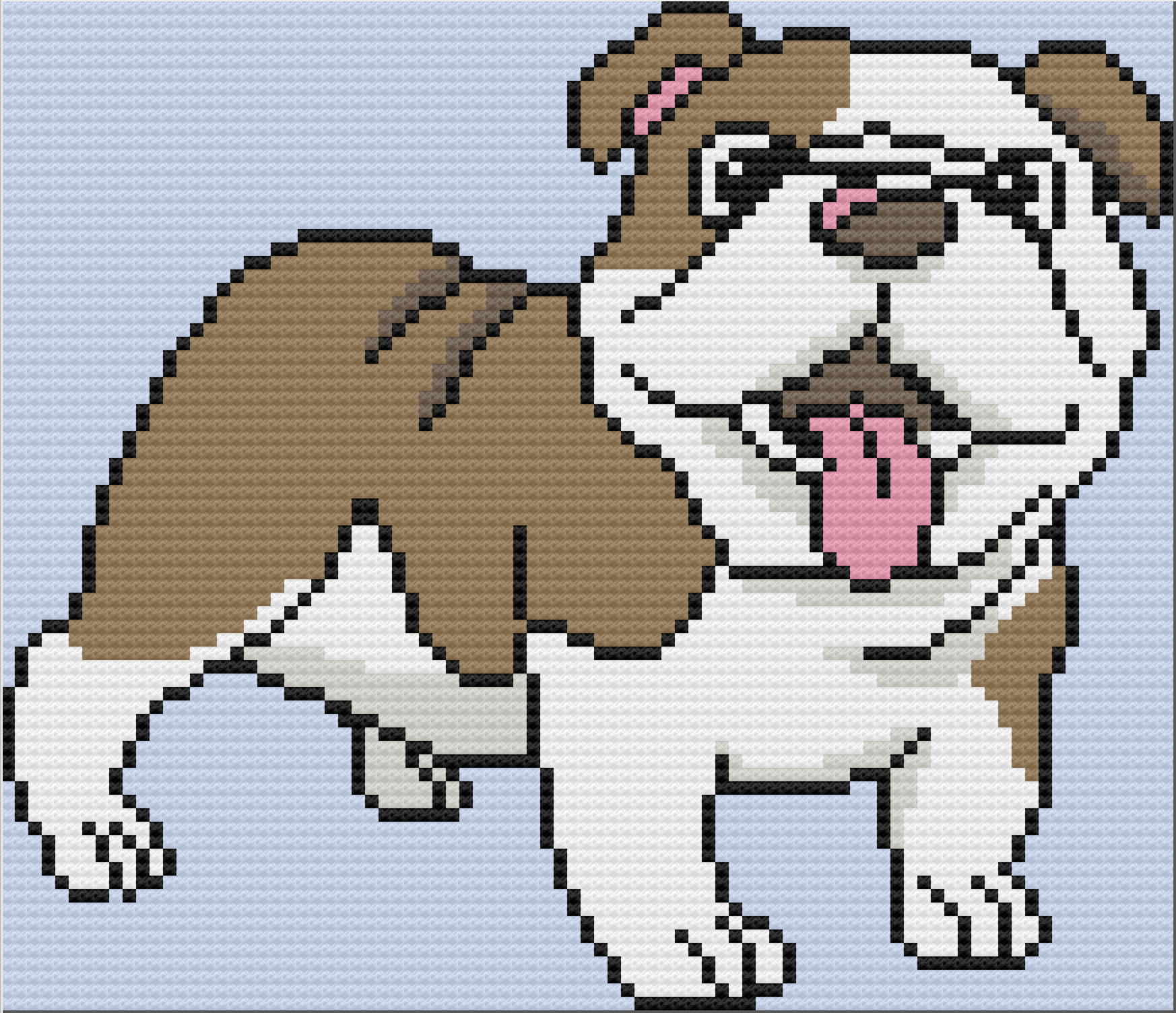 English Bulldog Afghan, C2C Crochet Pattern