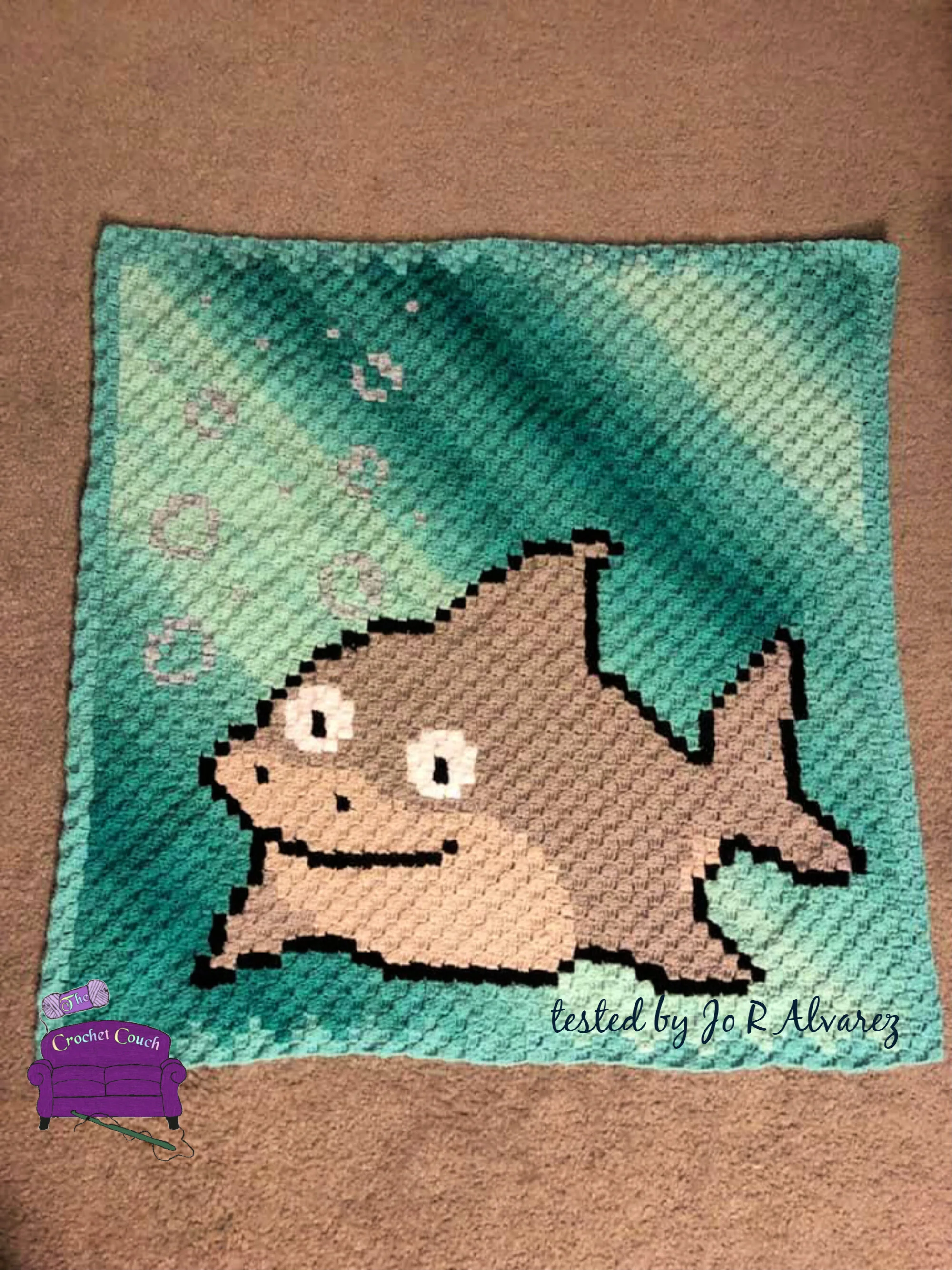 Shark Baby Afghan, C2C Crochet Pattern