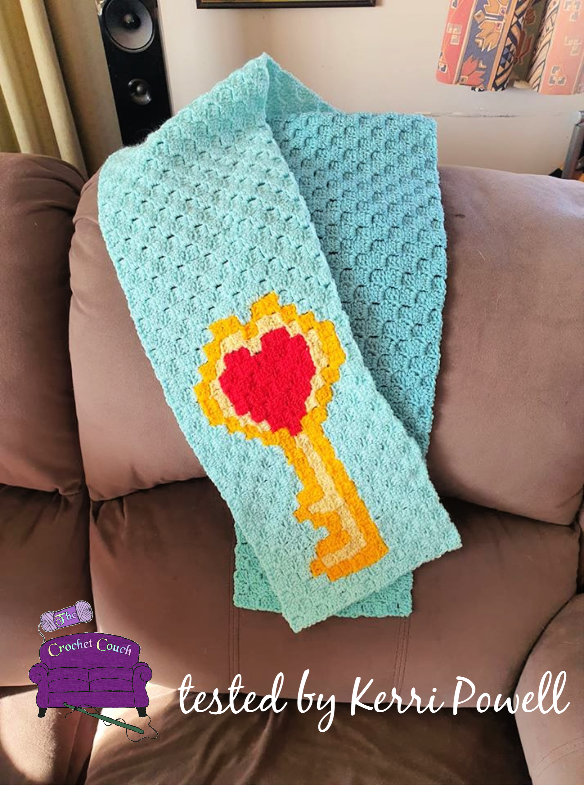 Key to My Heart Scarf, C2C Crochet Pattern