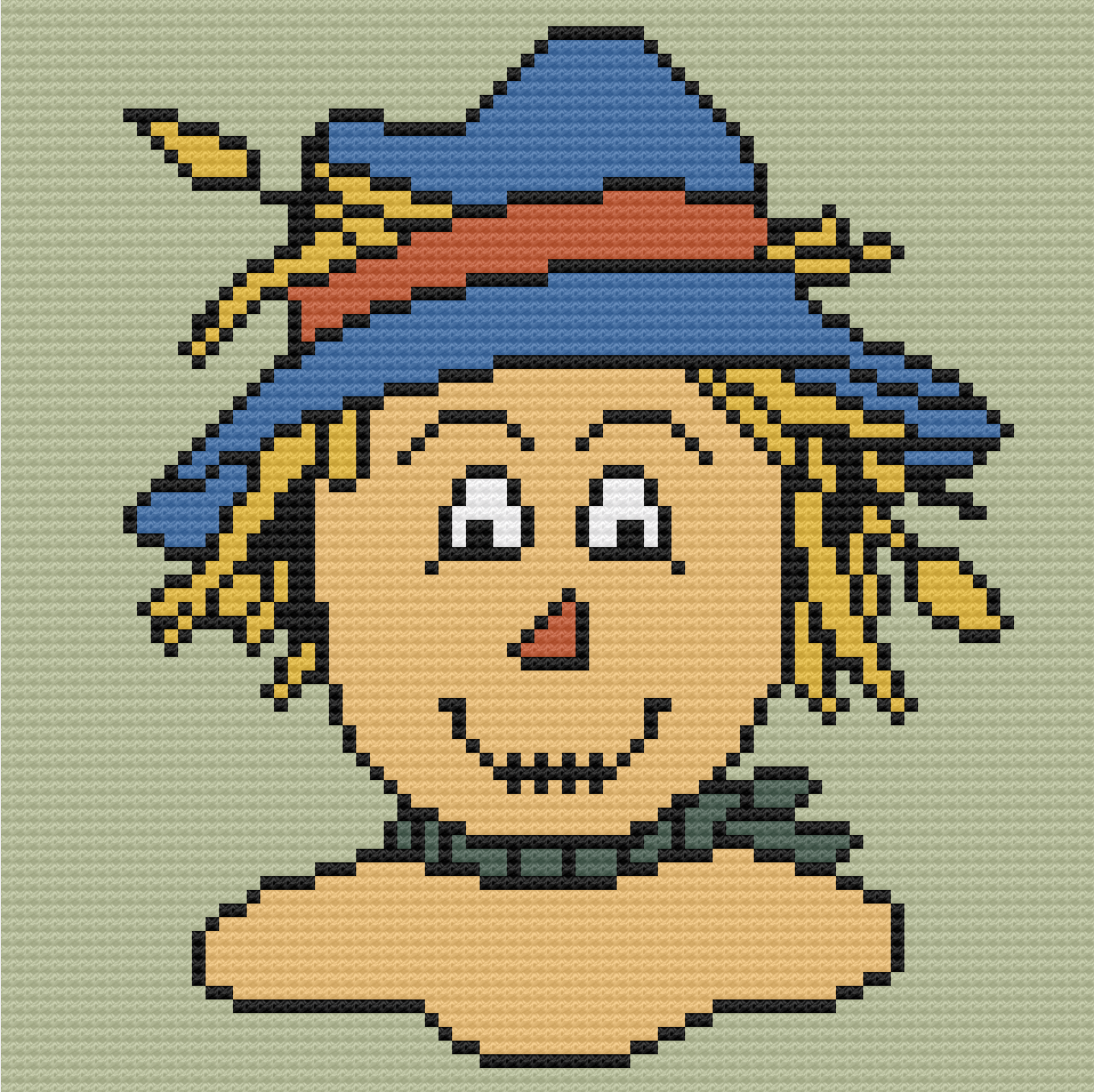 Scarecrow Head Afghan, C2C Crochet Pattern
