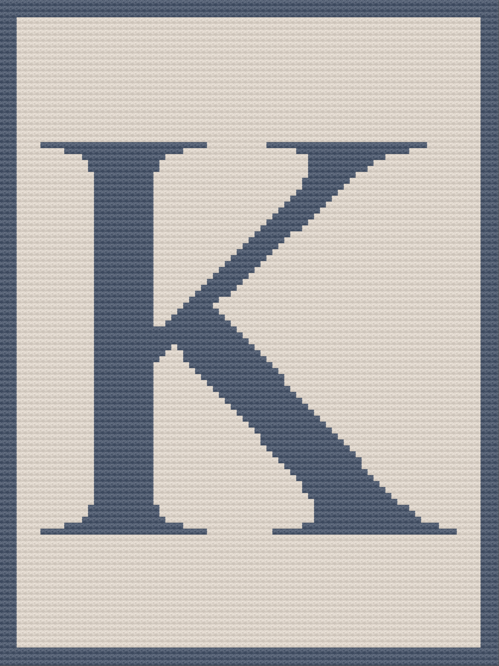 Letter K Twin Afghan, C2C Crochet Pattern