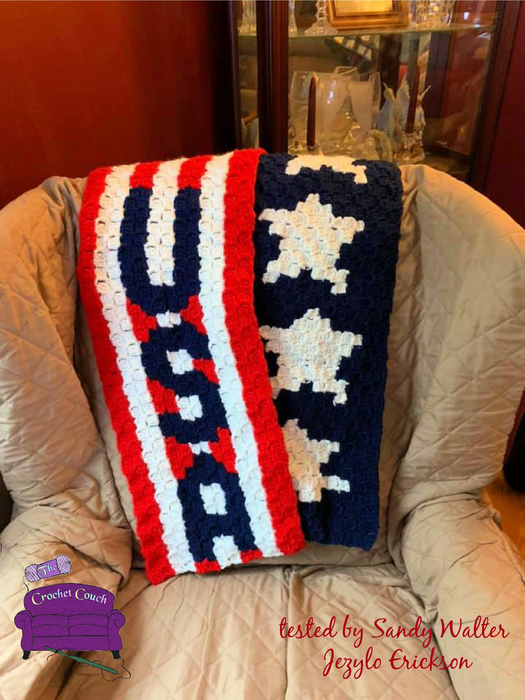 Patriotic Scarf, C2C Crochet Pattern
