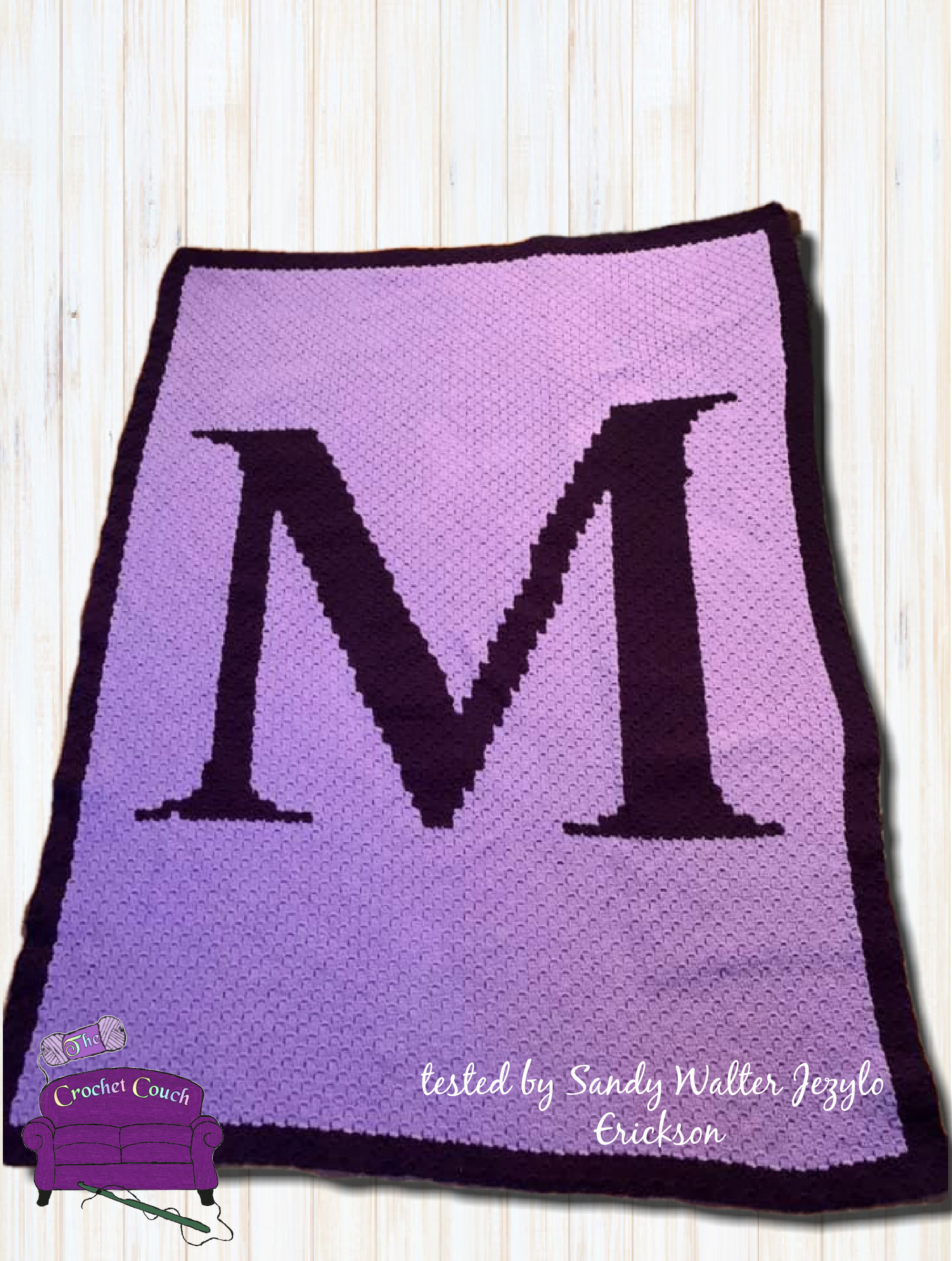 Letter M Afghan, Twin Size, C2C Crochet Pattern