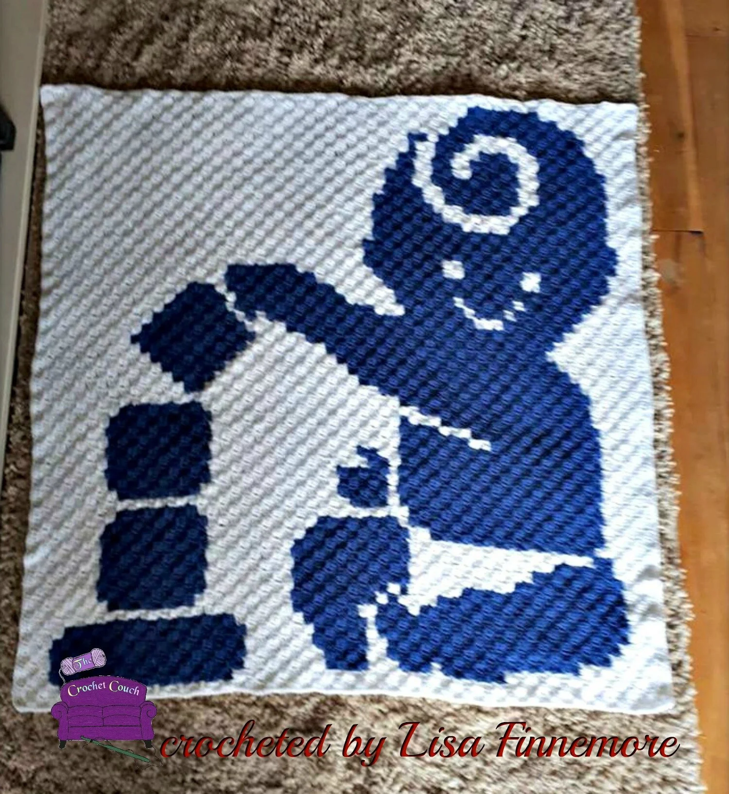 Baby with Blocks Afghan, C2C Crochet Pattern