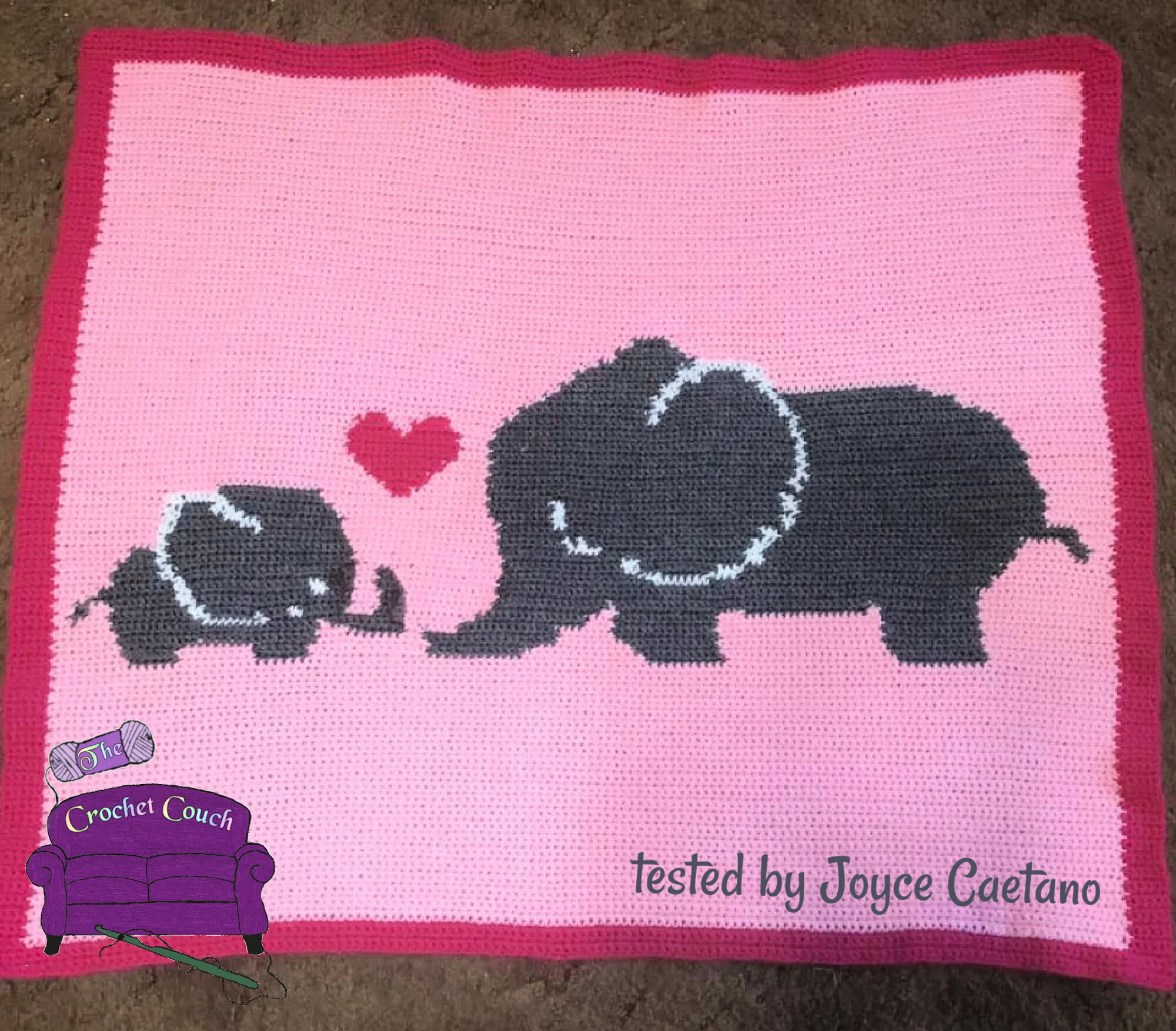 Elephant Mommy and Baby Afghan, SC and TSS Crochet Pattern