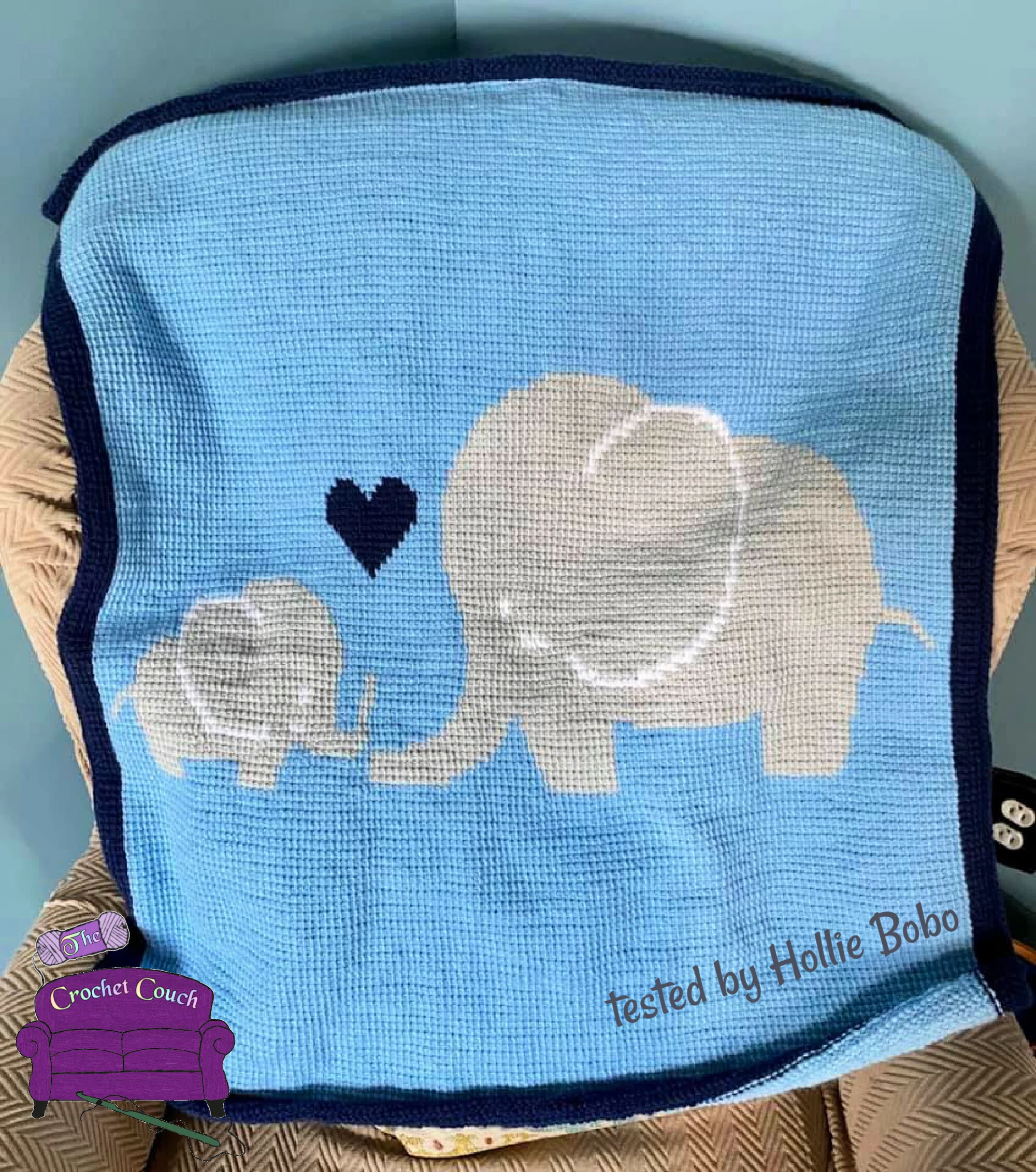 Elephant Mommy and Baby Afghan, SC and TSS Crochet Pattern