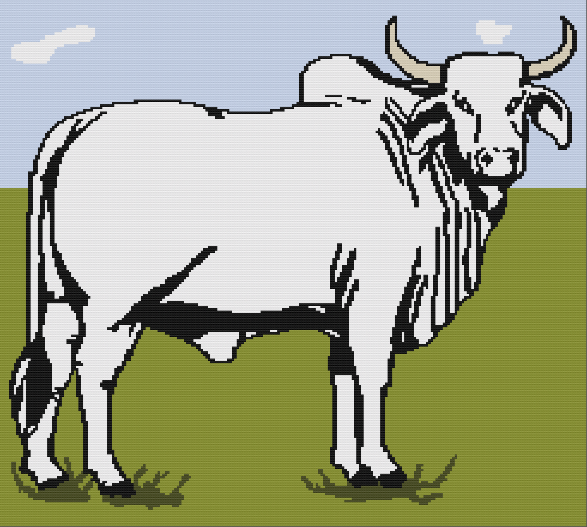 White Bull Afghan, SC or TSS Crochet Pattern