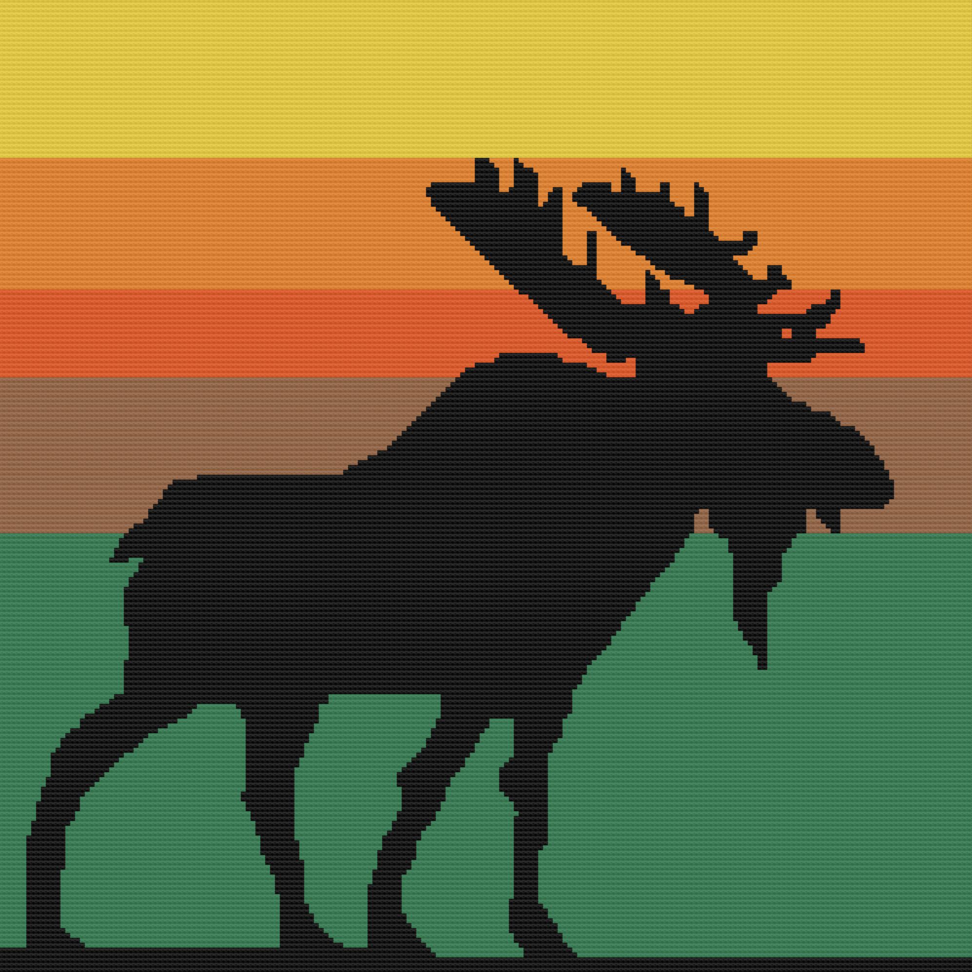 Moose at Sunset Afghan, SC or TSS Crochet Pattern