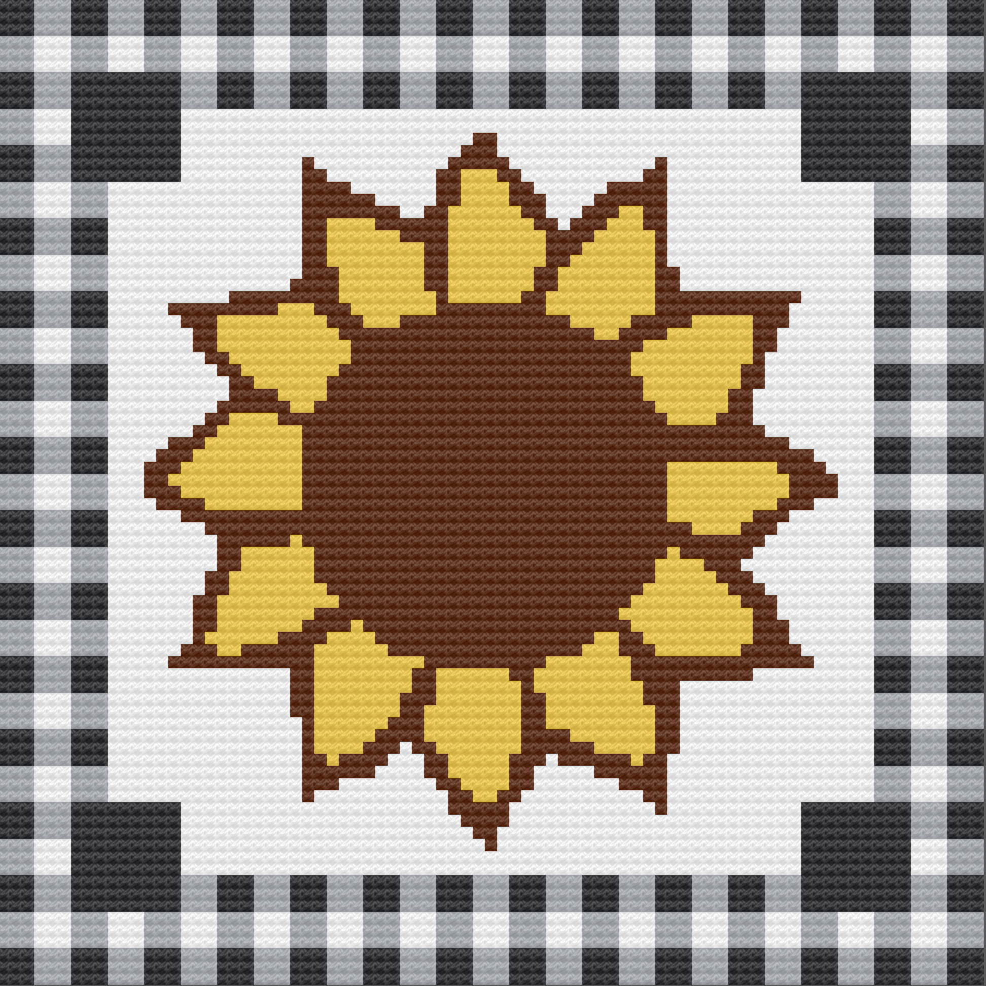 Sunflower Checkered Afghan, C2C Crochet Pattern
