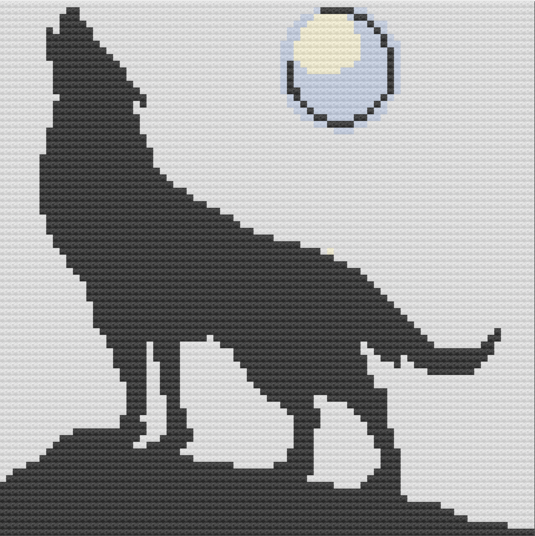 Wolf Howling at the Moon Afghan, C2C Crochet Pattern