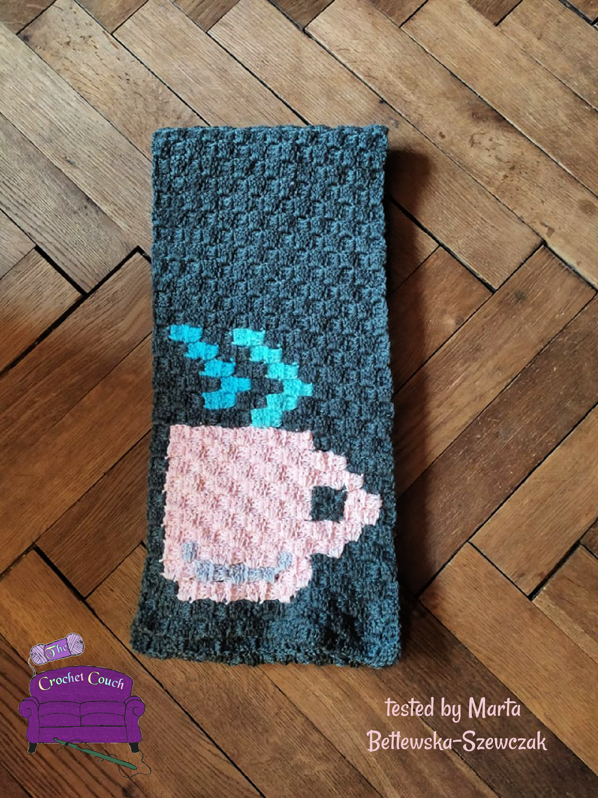 Coffee Lovers Scarf, C2C Crochet Pattern