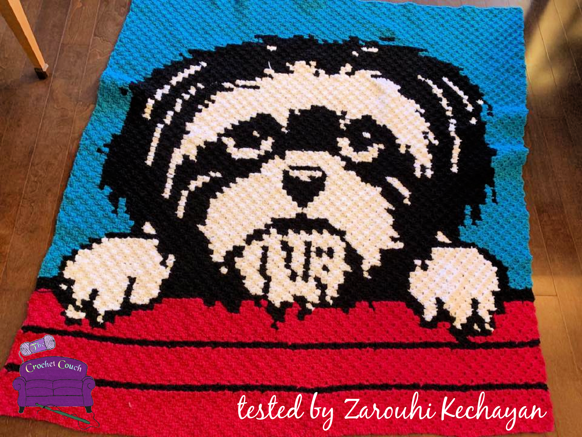 Shih Tzu, Black and White Afghan, C2C Crochet Pattern