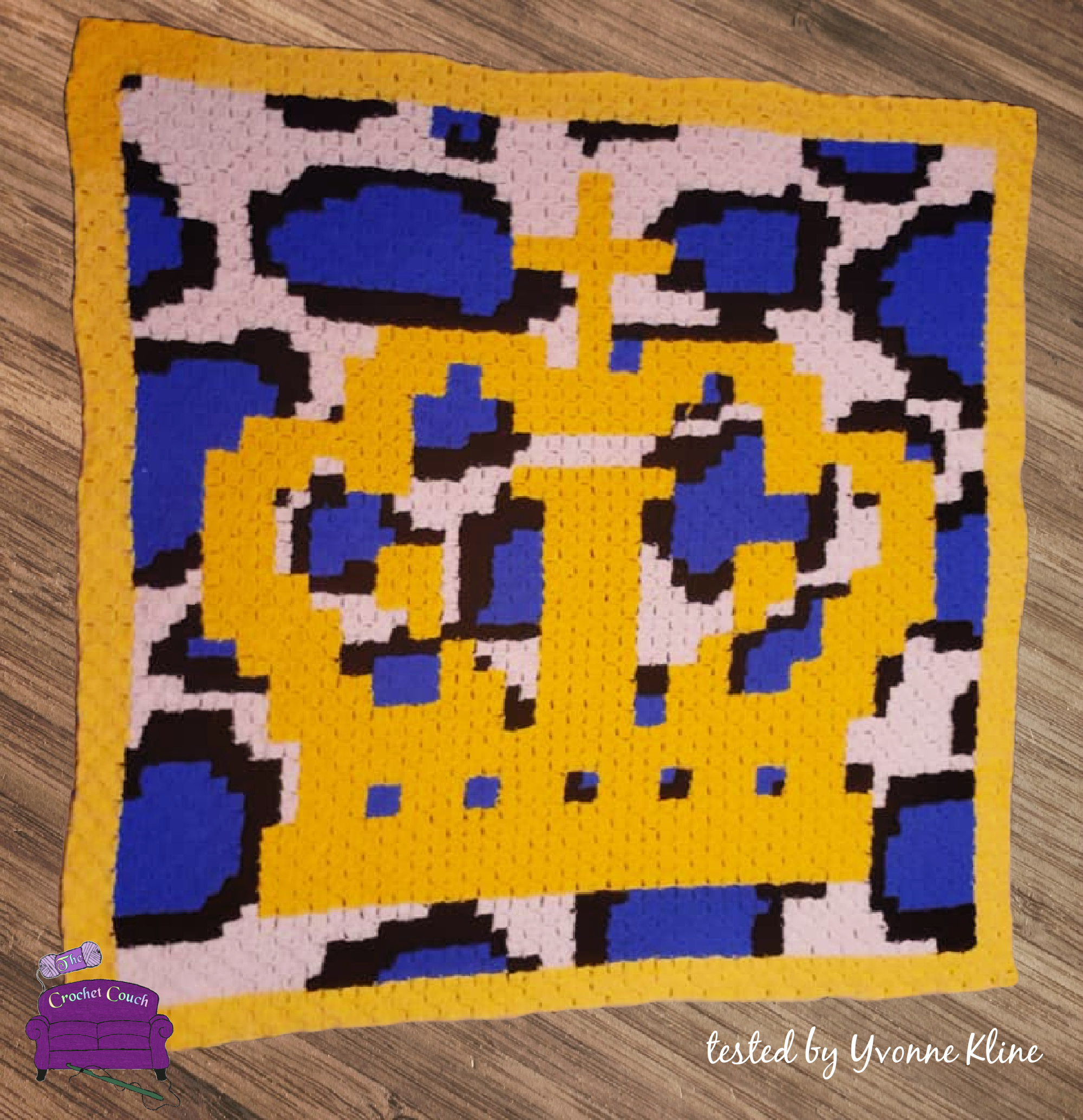 Cheetah Print Crown Afghan, C2C Crochet Pattern