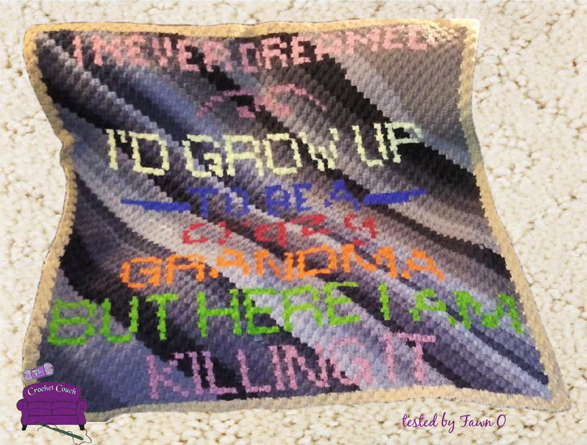 Crazy Grandma Afghan, C2C Crochet Pattern