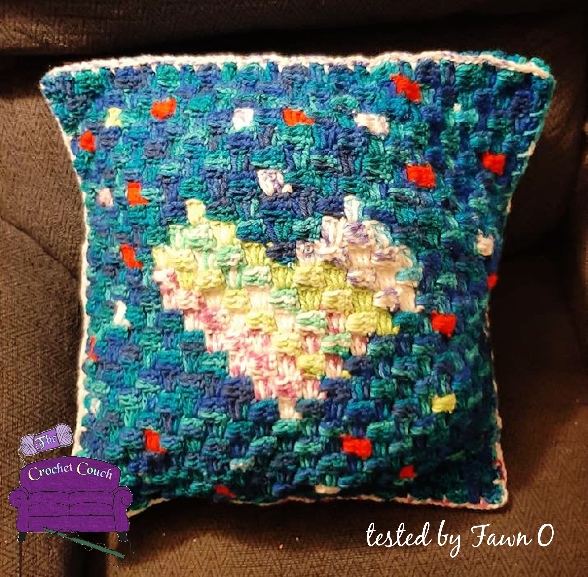 Polka Heart Pillow, C2C Crochet Pattern