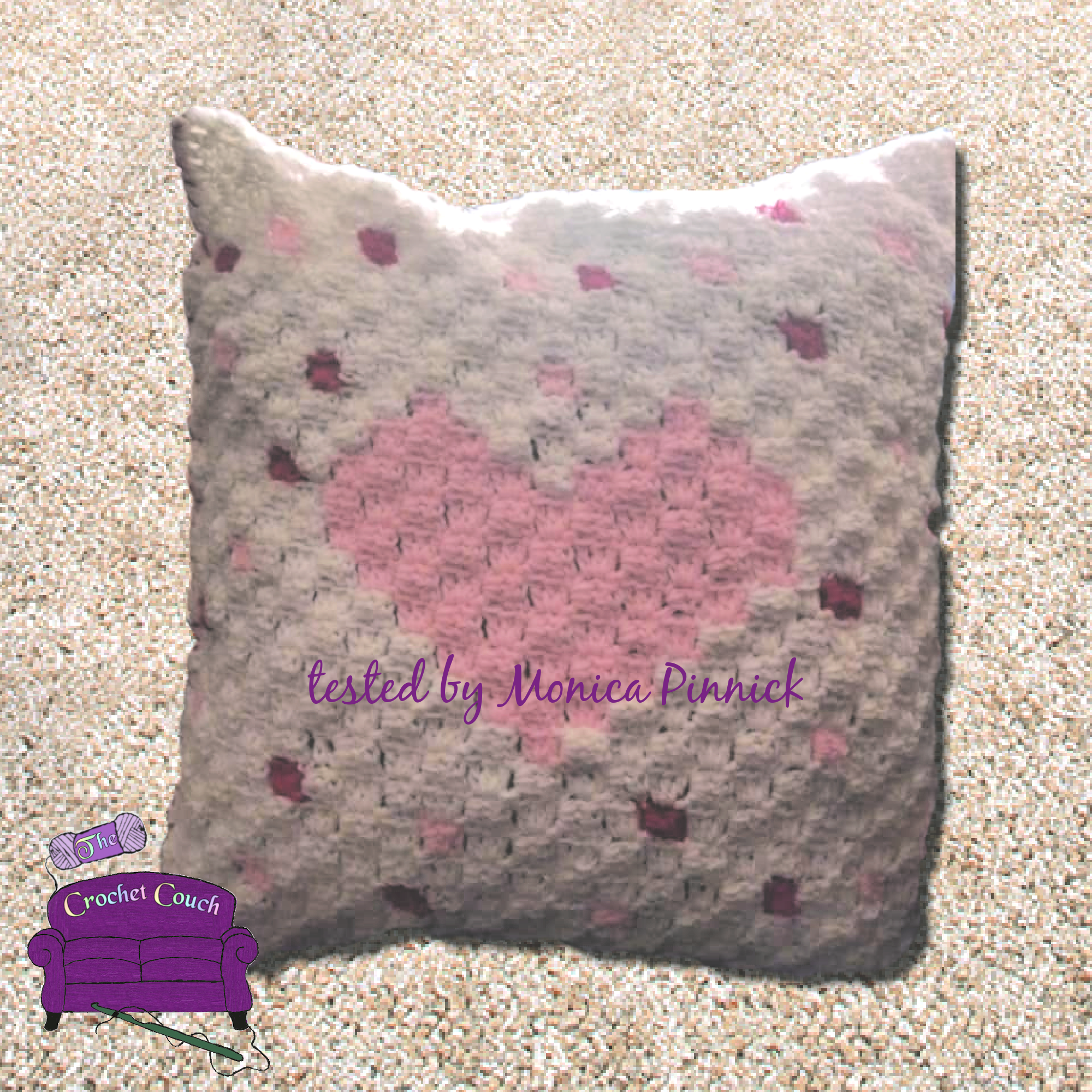 Polka Heart Pillow, C2C Crochet Pattern