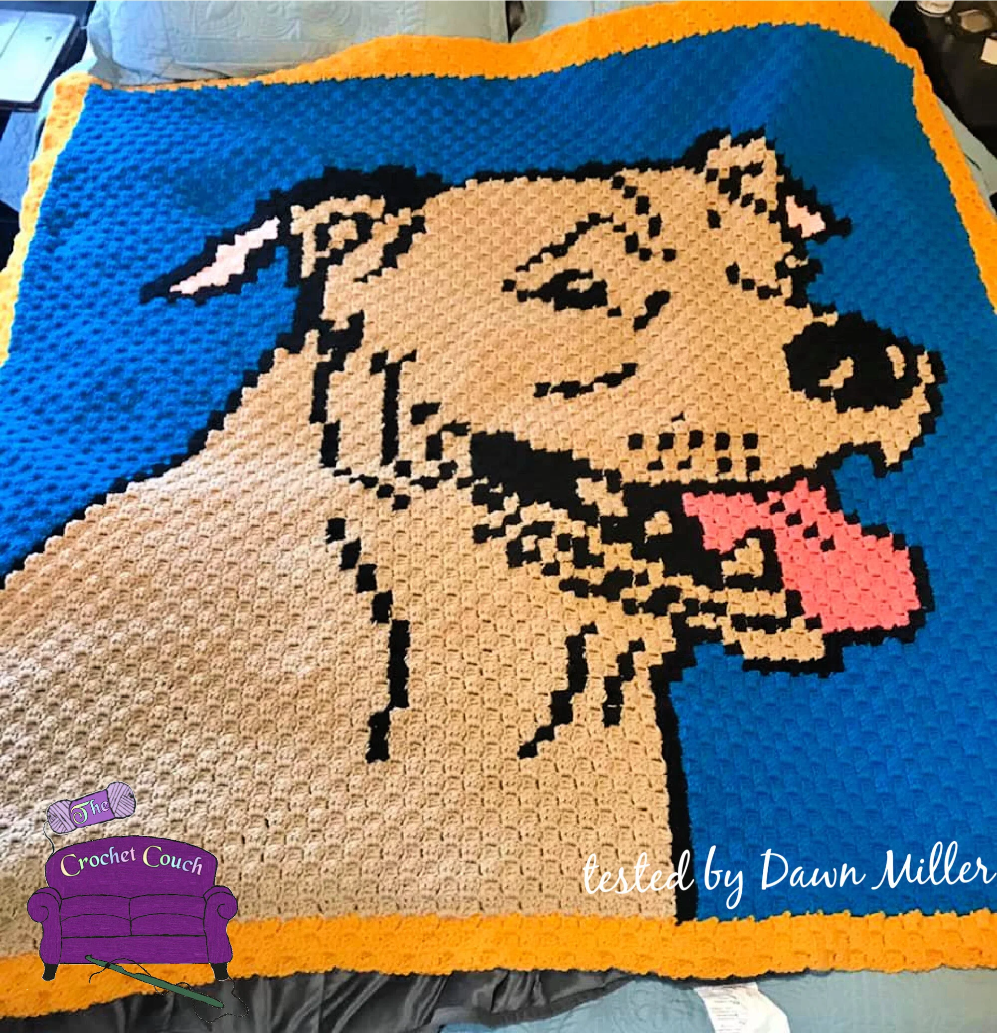 Pitbull Afghan, Uncropped Ears, C2C Crochet Pattern