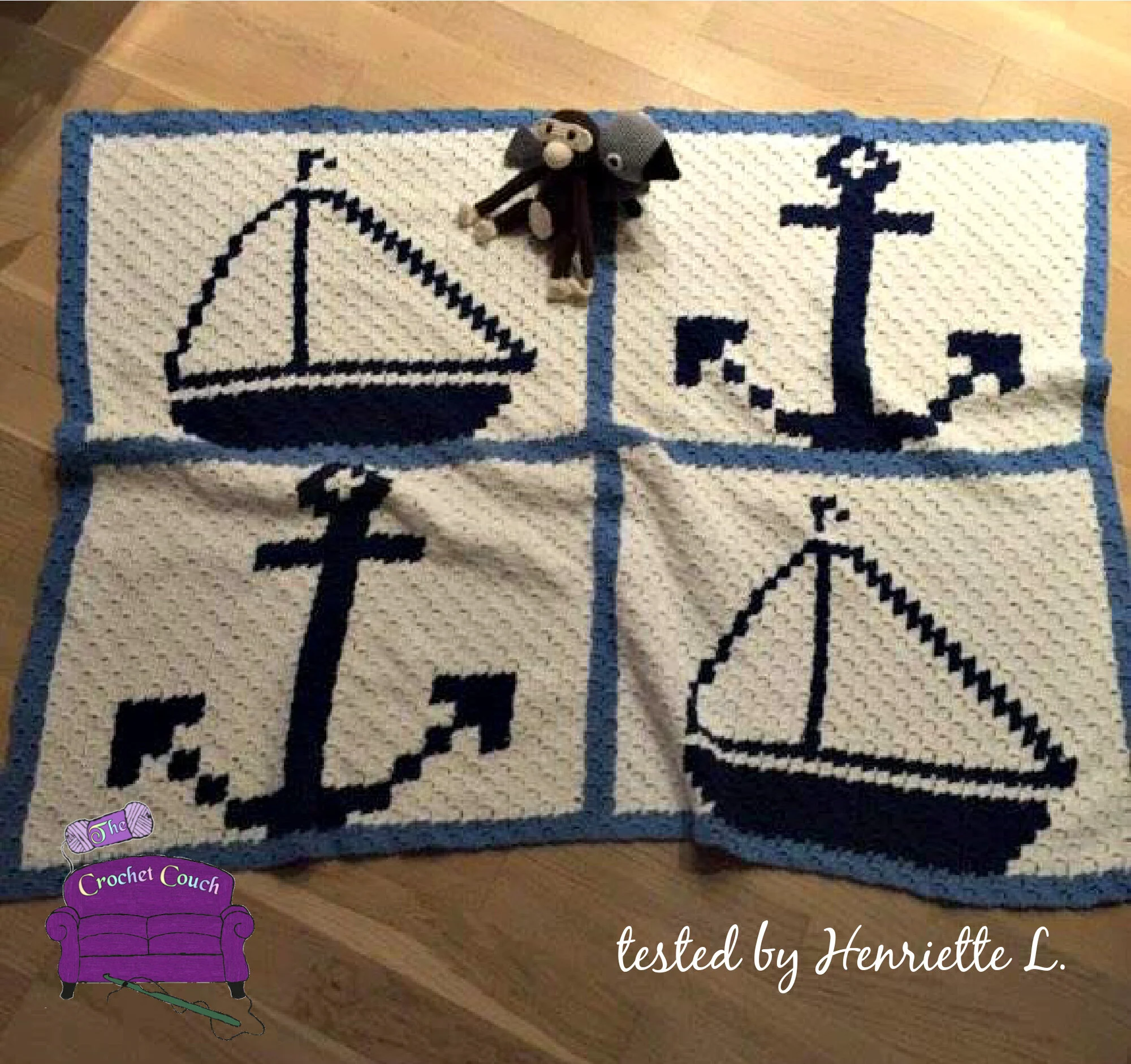 Nautical Baby Afghan, C2C Crochet Pattern