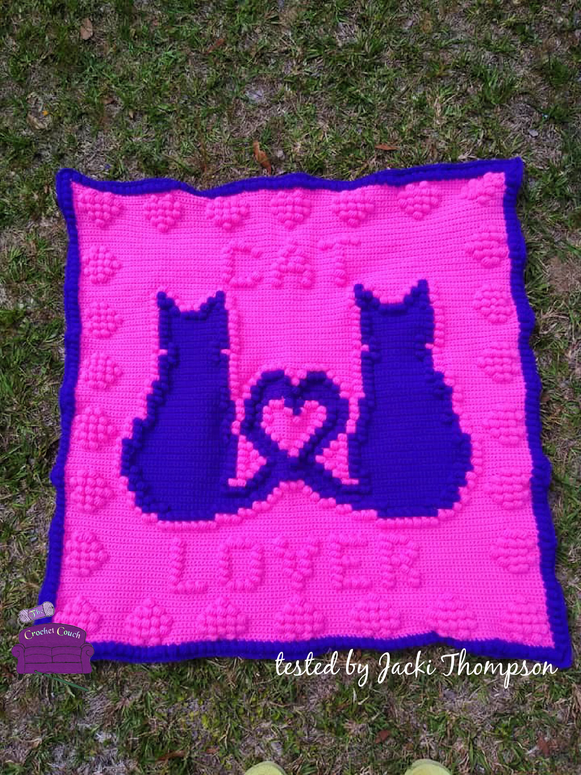 Cat Lover Afghan, Bobble Stitch Crochet Pattern