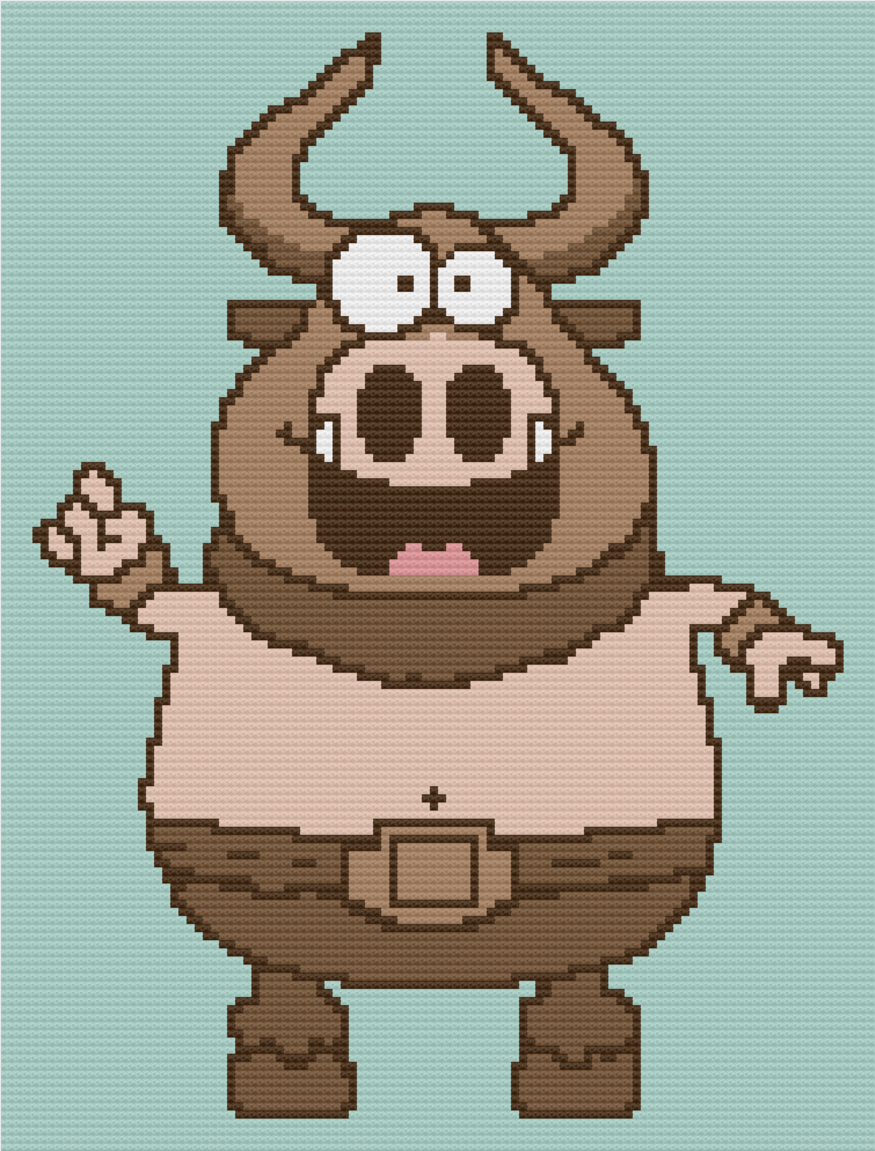 Manny Minotaur, Mini C2C Crochet Pattern