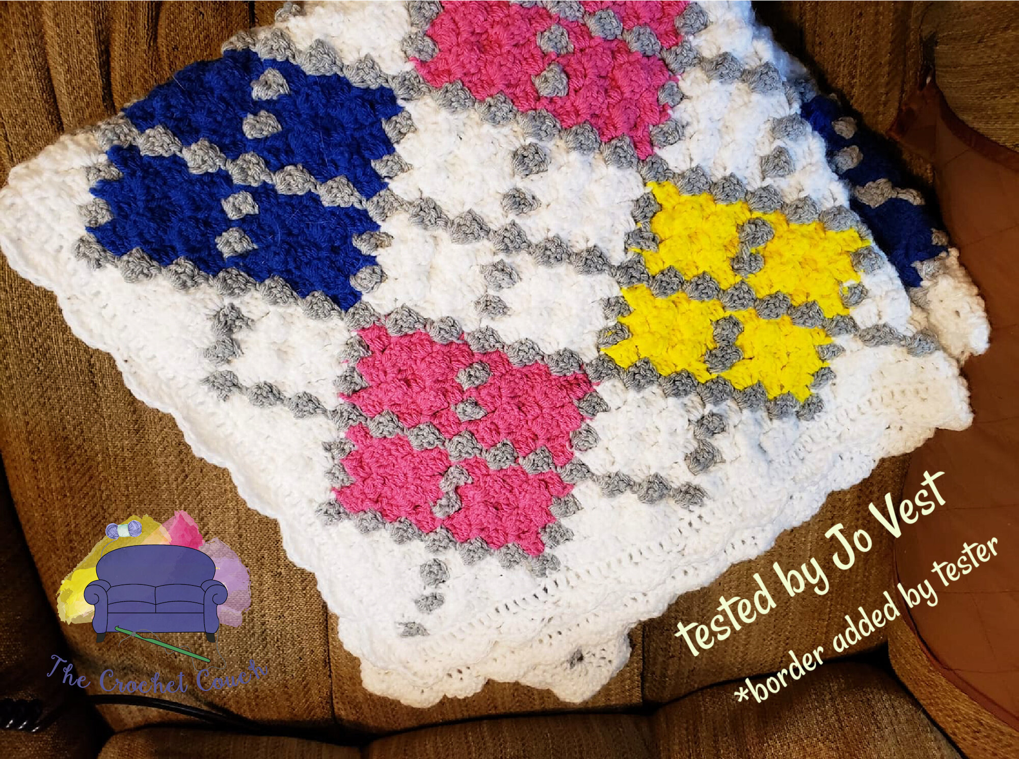 Argyle Baby Afghan, 6 Colors, C2C Crochet Pattern