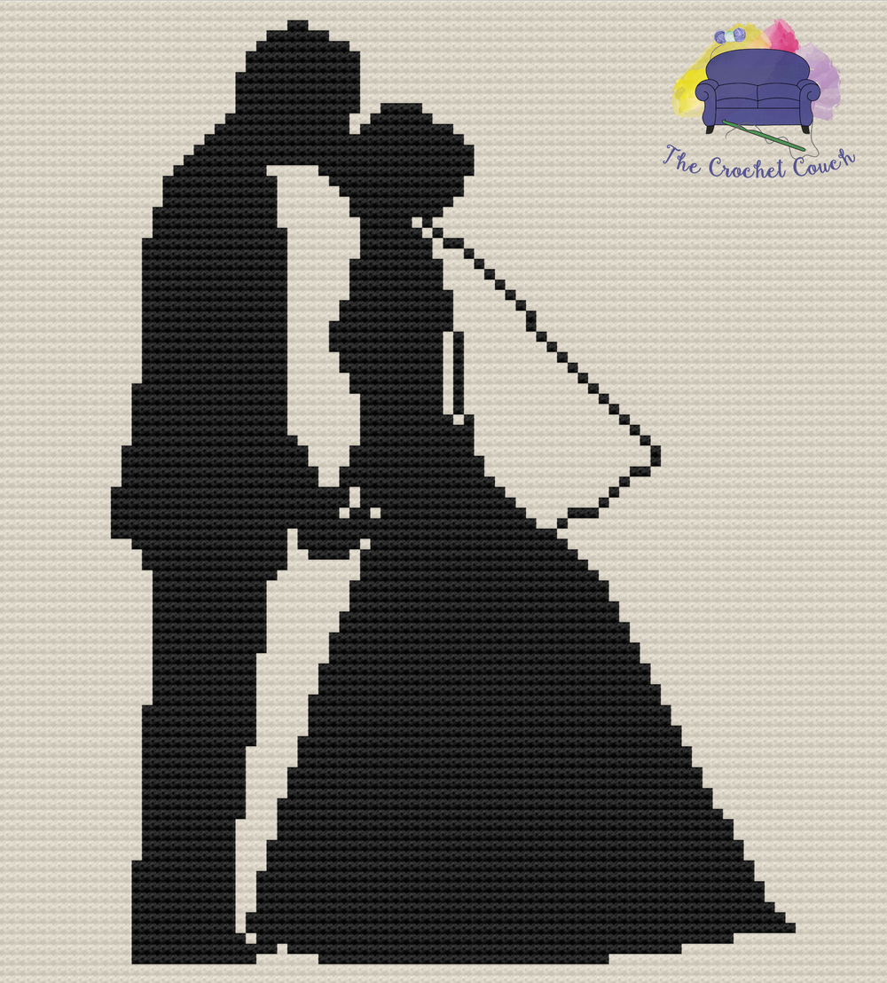 Wedding Couple Silhouette Afghan C2c Crochet Pattern