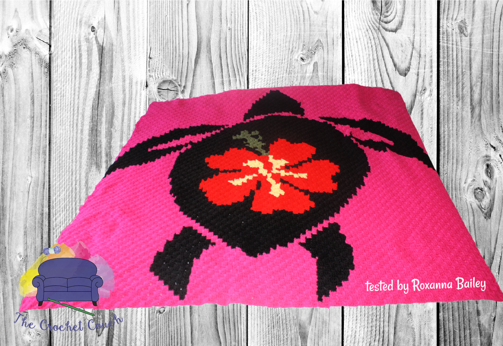 Turtle with Flower Afghan, C2C Crochet Pattern