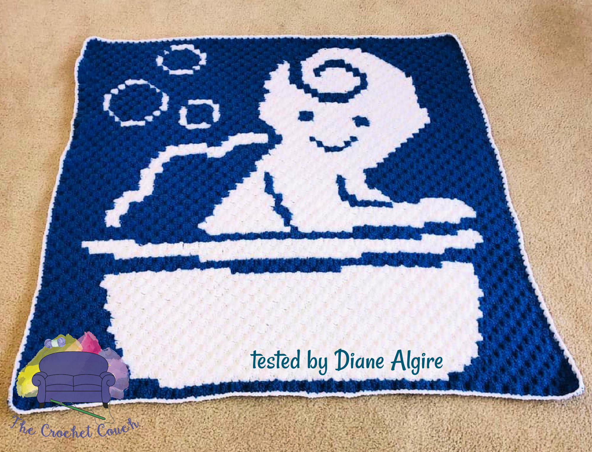 Bathing Baby Afghan, C2C Crochet Pattern