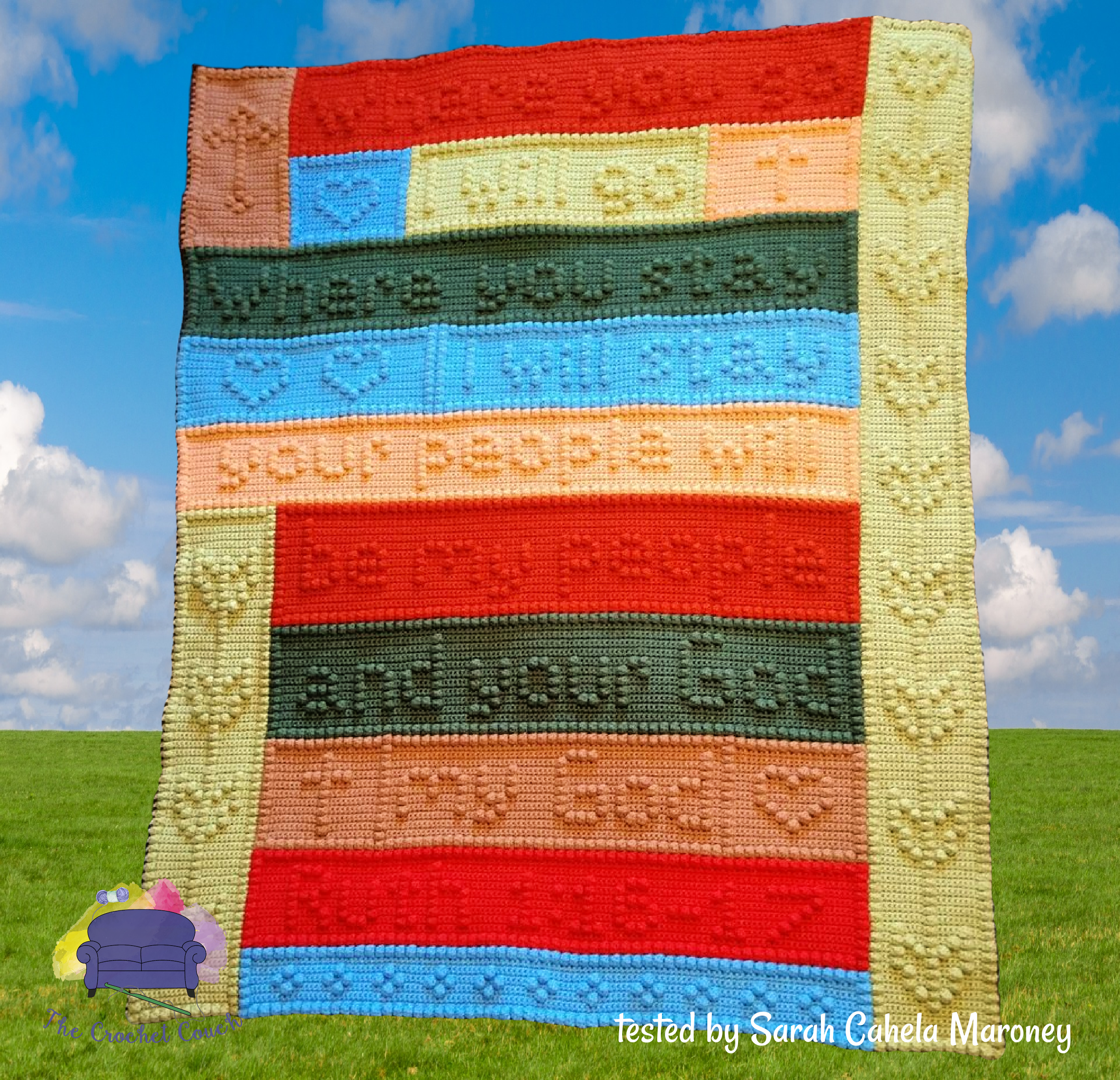 Ruth Bible Verse Afghan, Bobble Stitch, Crochet Pattern