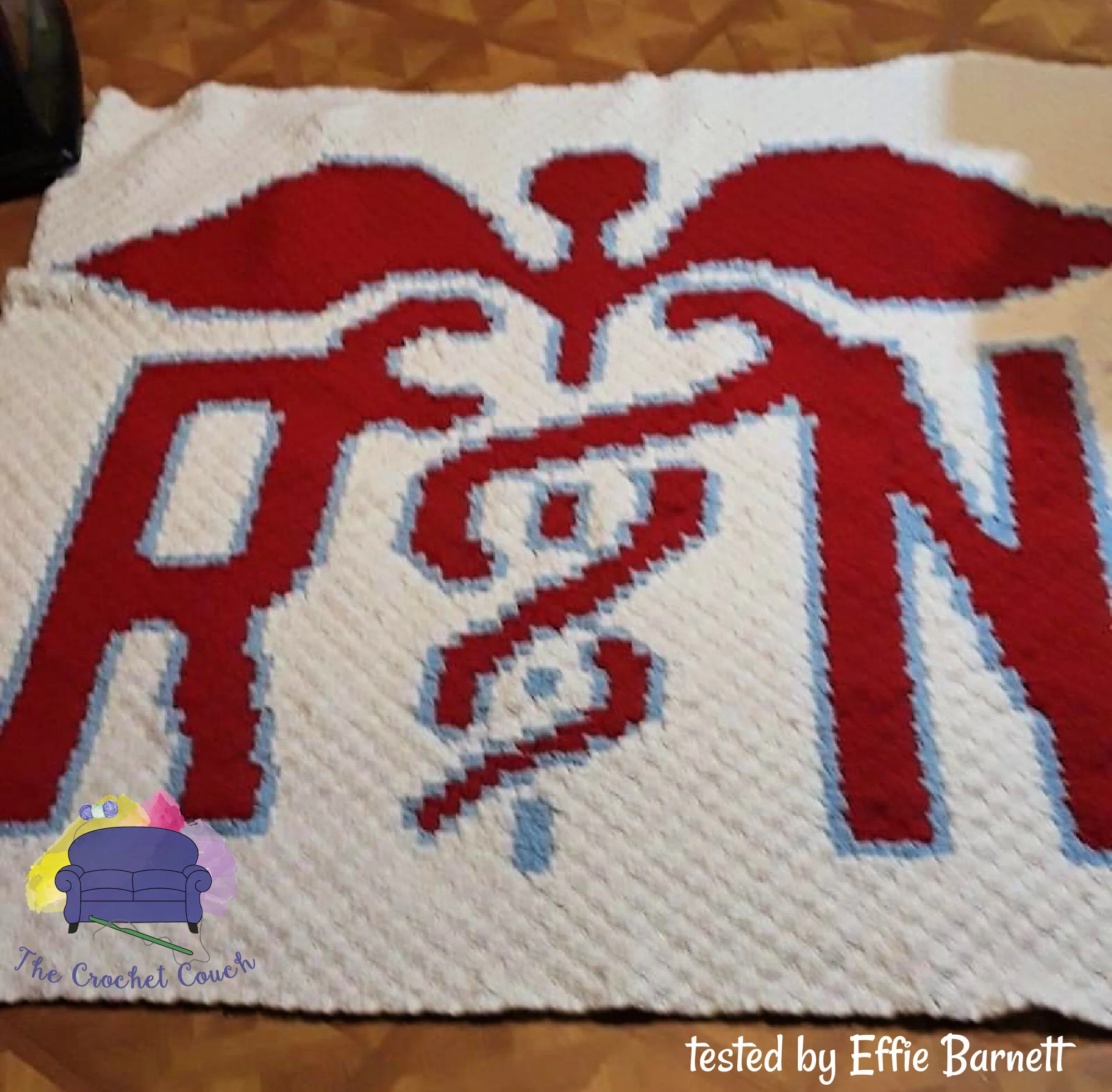 Nurse RN Afghan, C2C Crochet Pattern